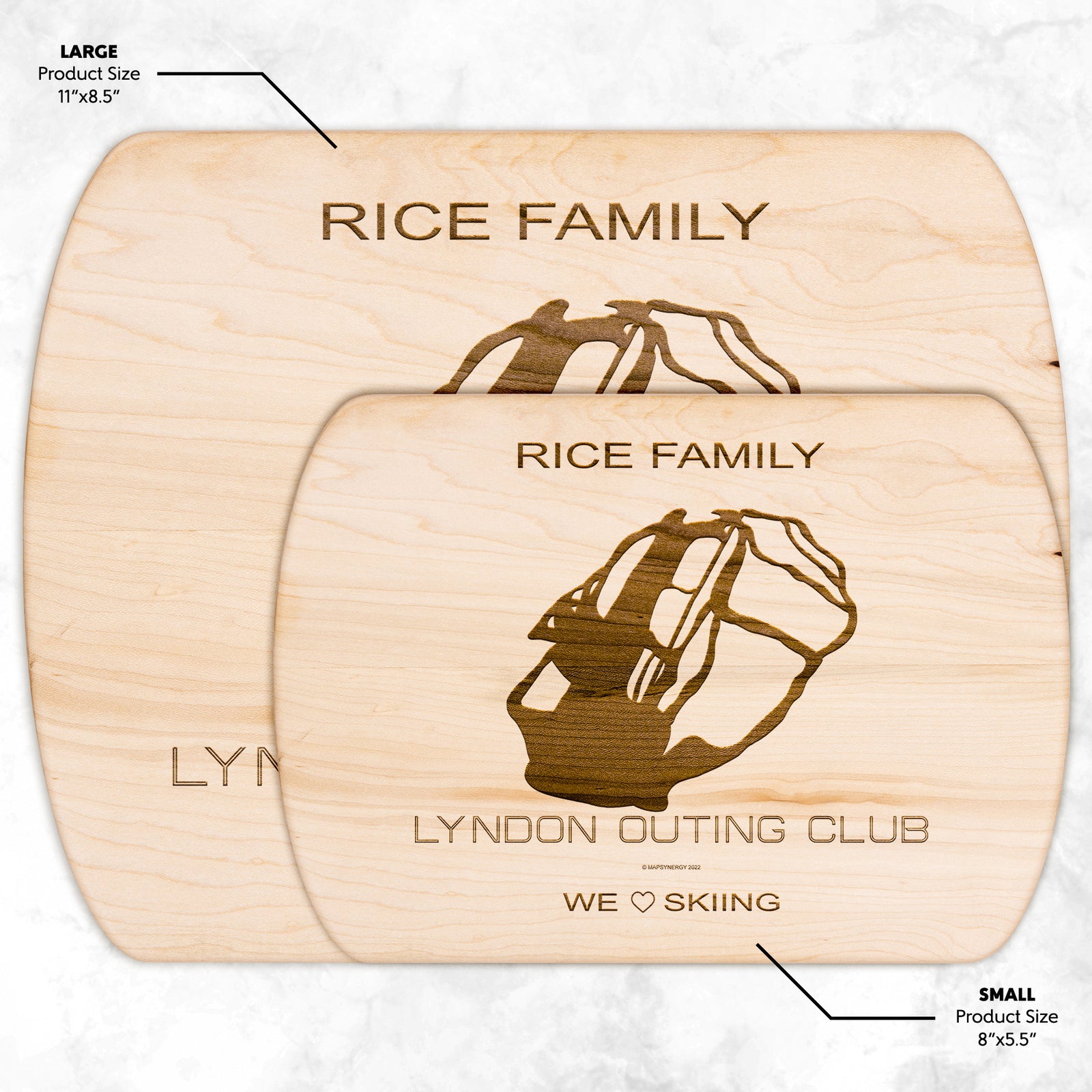PERSONALIZED Lyndon Outing Club, Vermont SKI TRAIL MAP CUTTING BOARD
