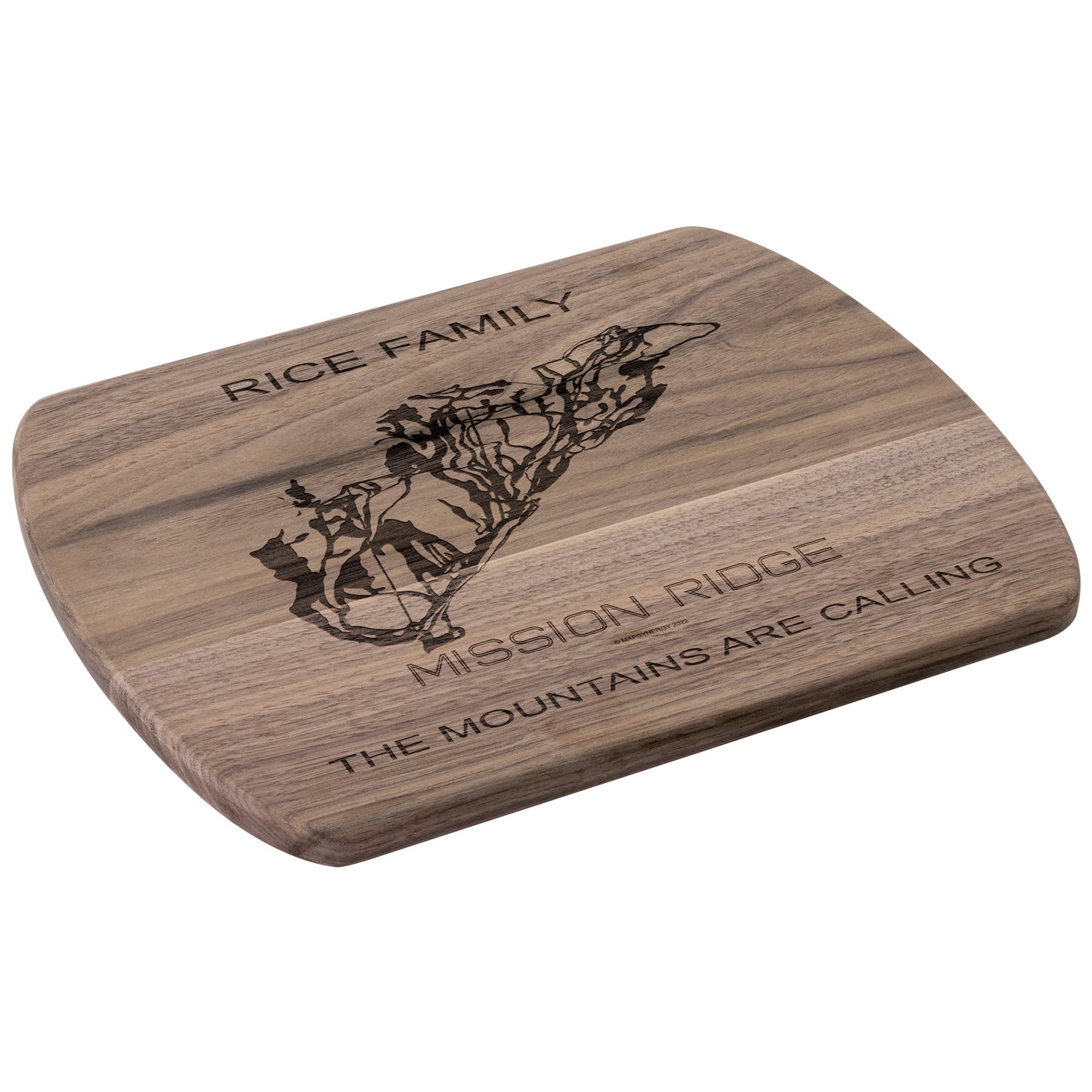 PERSONALIZED MISSION RIDGE, WASHINGTON SKI TRAIL MAP CUTTING BOARD