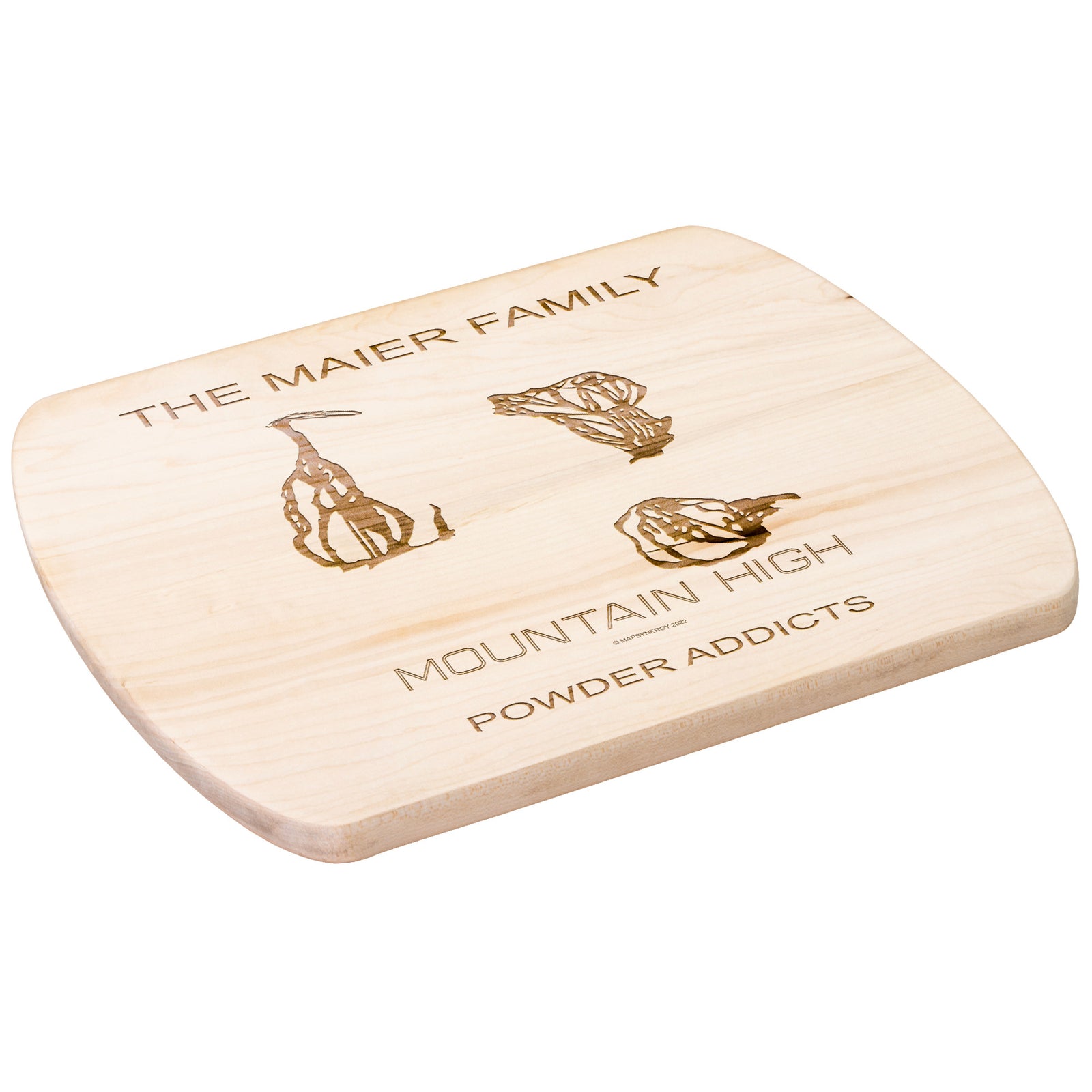 PERSONALIZED MOUNTAIN HIGH, CALIFORNIA SKI TRAIL MAP CUTTING BOARD