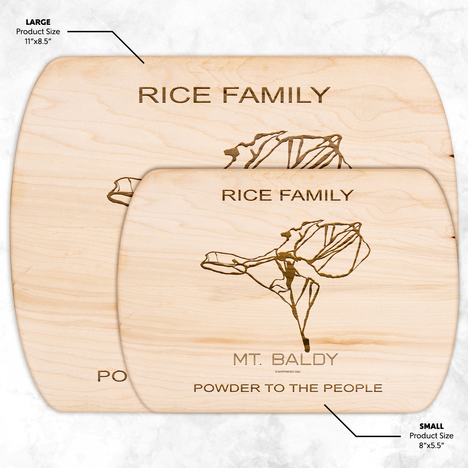 PERSONALIZED MT.BALDY, CALIFORNIA SKI TRAIL MAP CUTTING BOARD