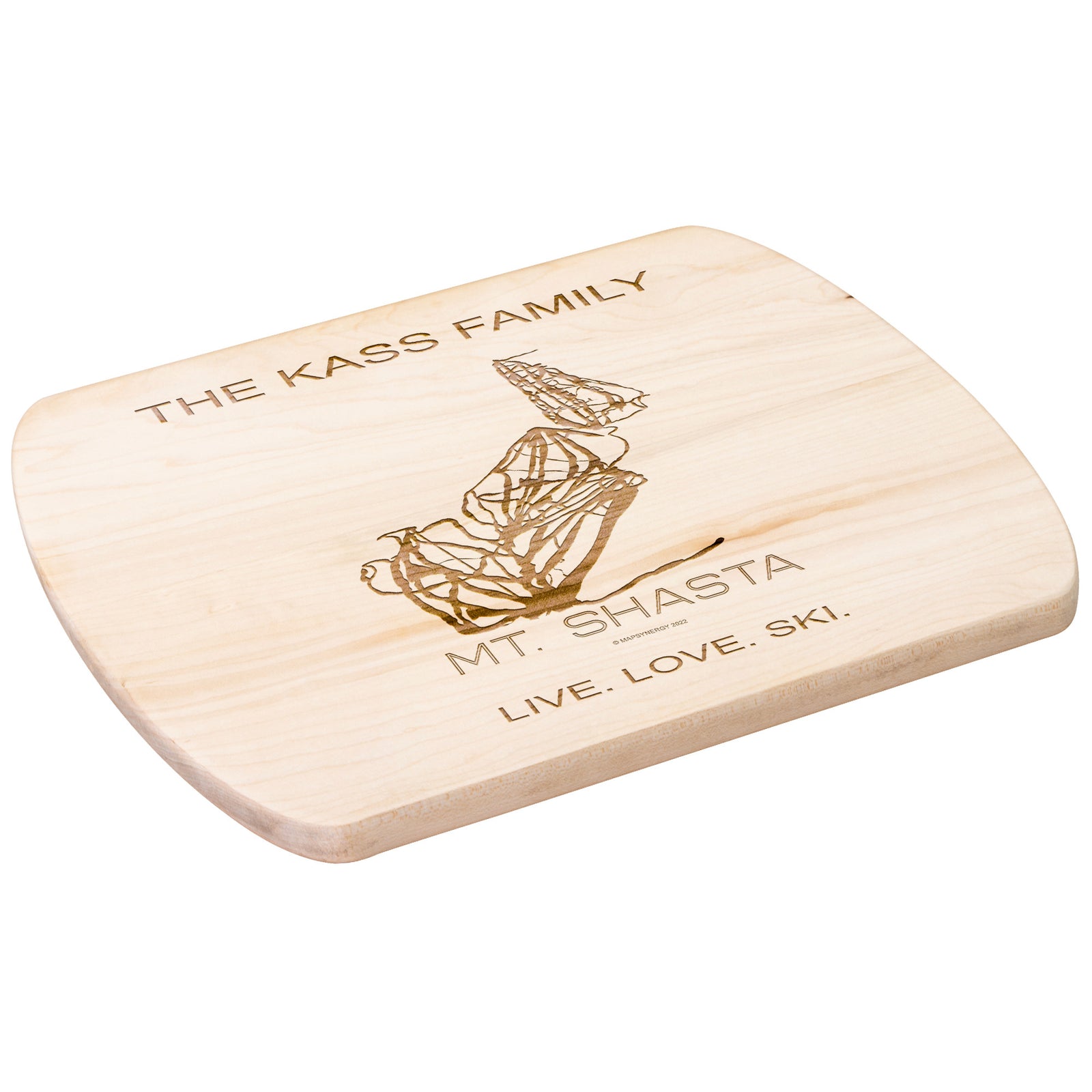 PERSONALIZED MT.SHASTA, CALIFORNIA SKI TRAIL MAP CUTTING BOARD