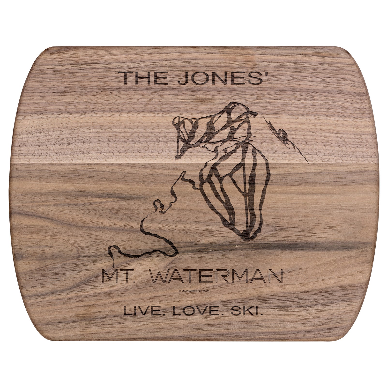 PERSONALIZED MT.WATERMAN, CALIFORNIA SKI TRAIL MAP CUTTING BOARD
