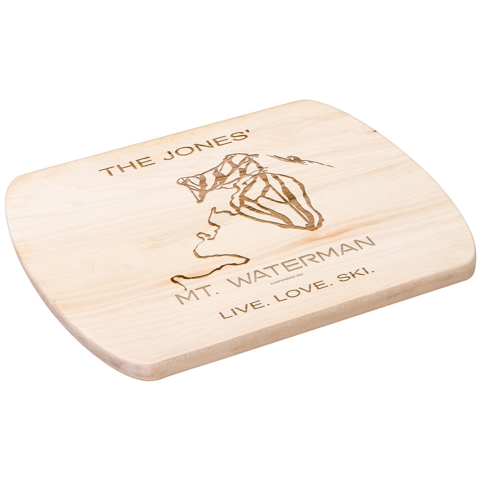 PERSONALIZED MT.WATERMAN, CALIFORNIA SKI TRAIL MAP CUTTING BOARD