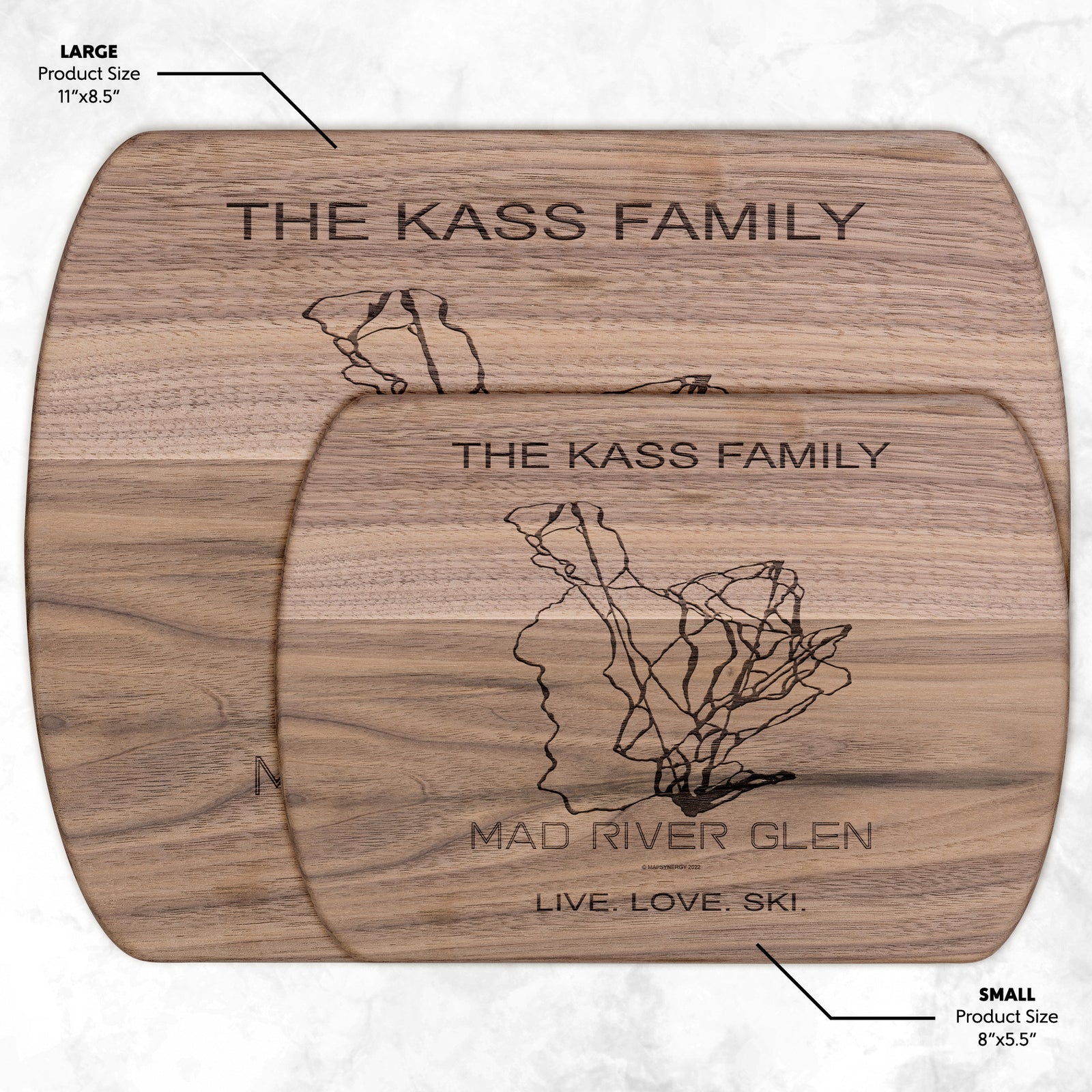 PERSONALIZED Mad River Glen, Vermont SKI TRAIL MAP CUTTING BOARD
