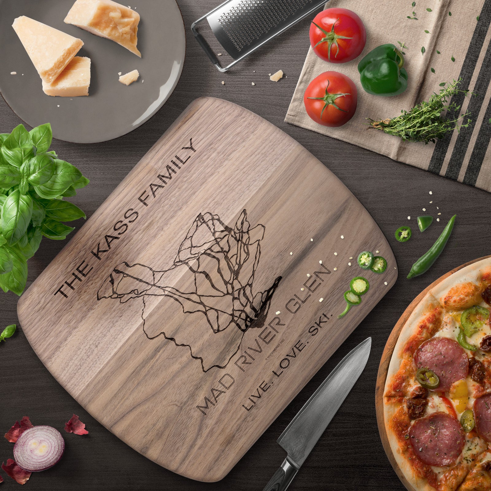 PERSONALIZED Mad River Glen, Vermont SKI TRAIL MAP CUTTING BOARD