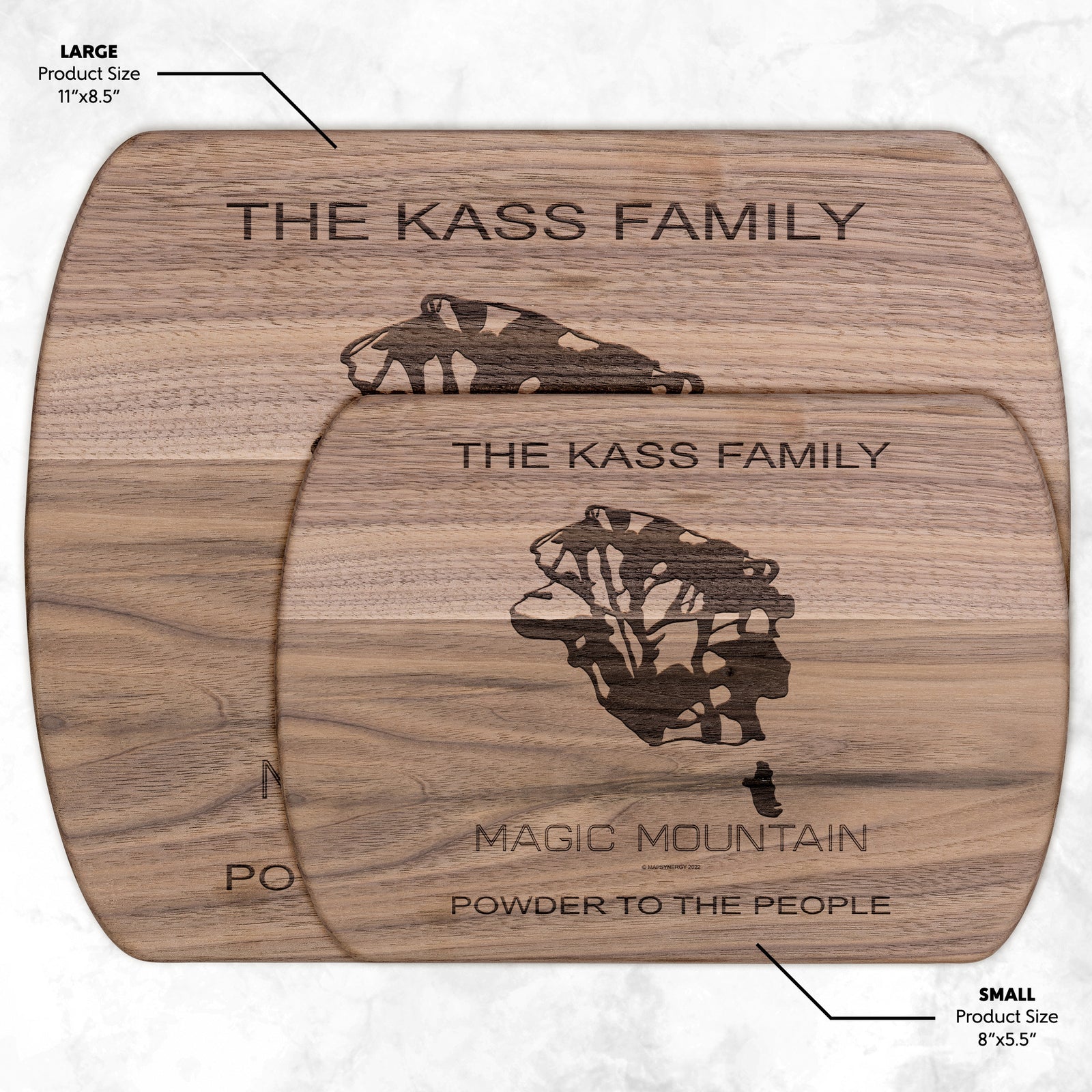 PERSONALIZED Magic Mountain, Idaho SKI TRAIL MAP CUTTING BOARD