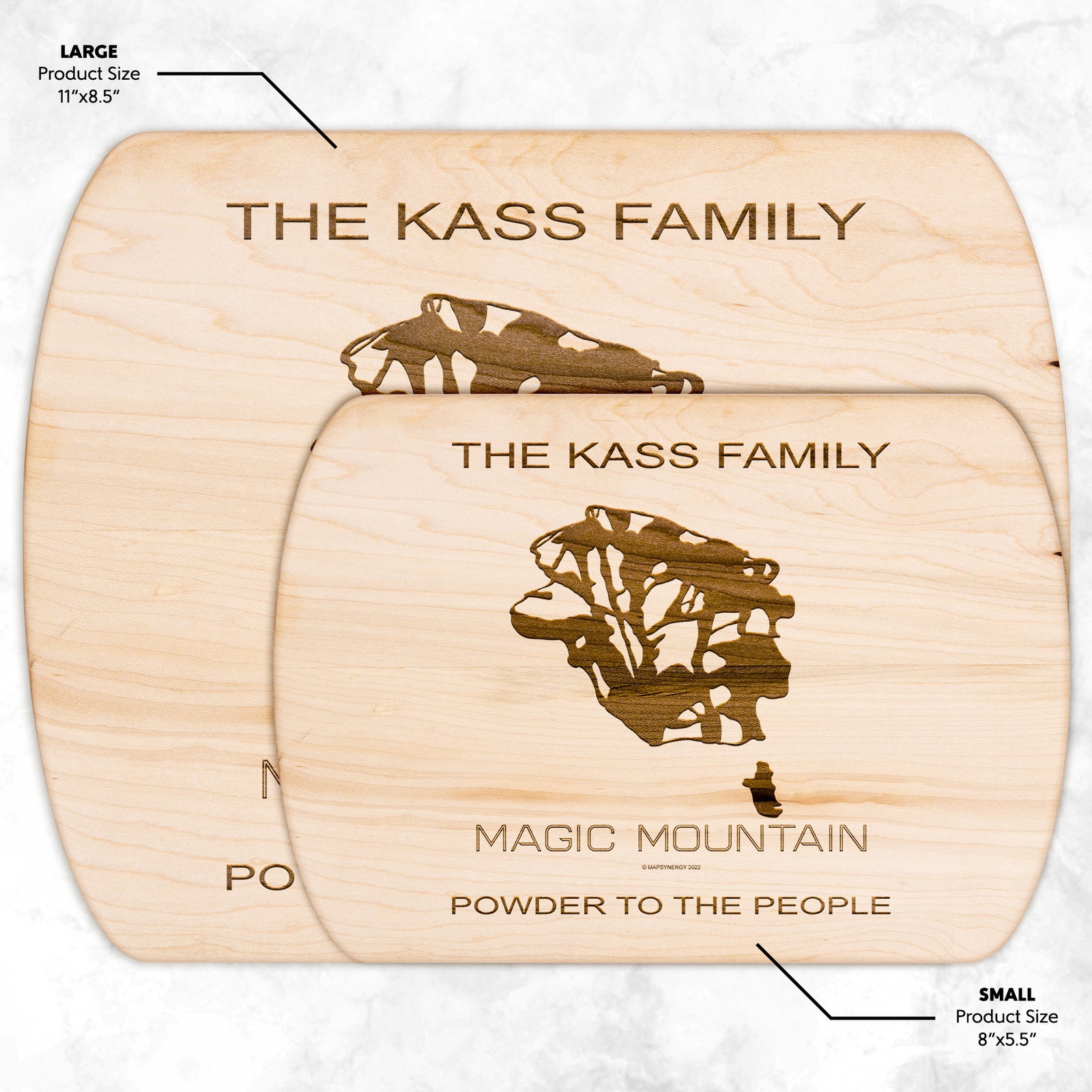 PERSONALIZED Magic Mountain, Idaho SKI TRAIL MAP CUTTING BOARD