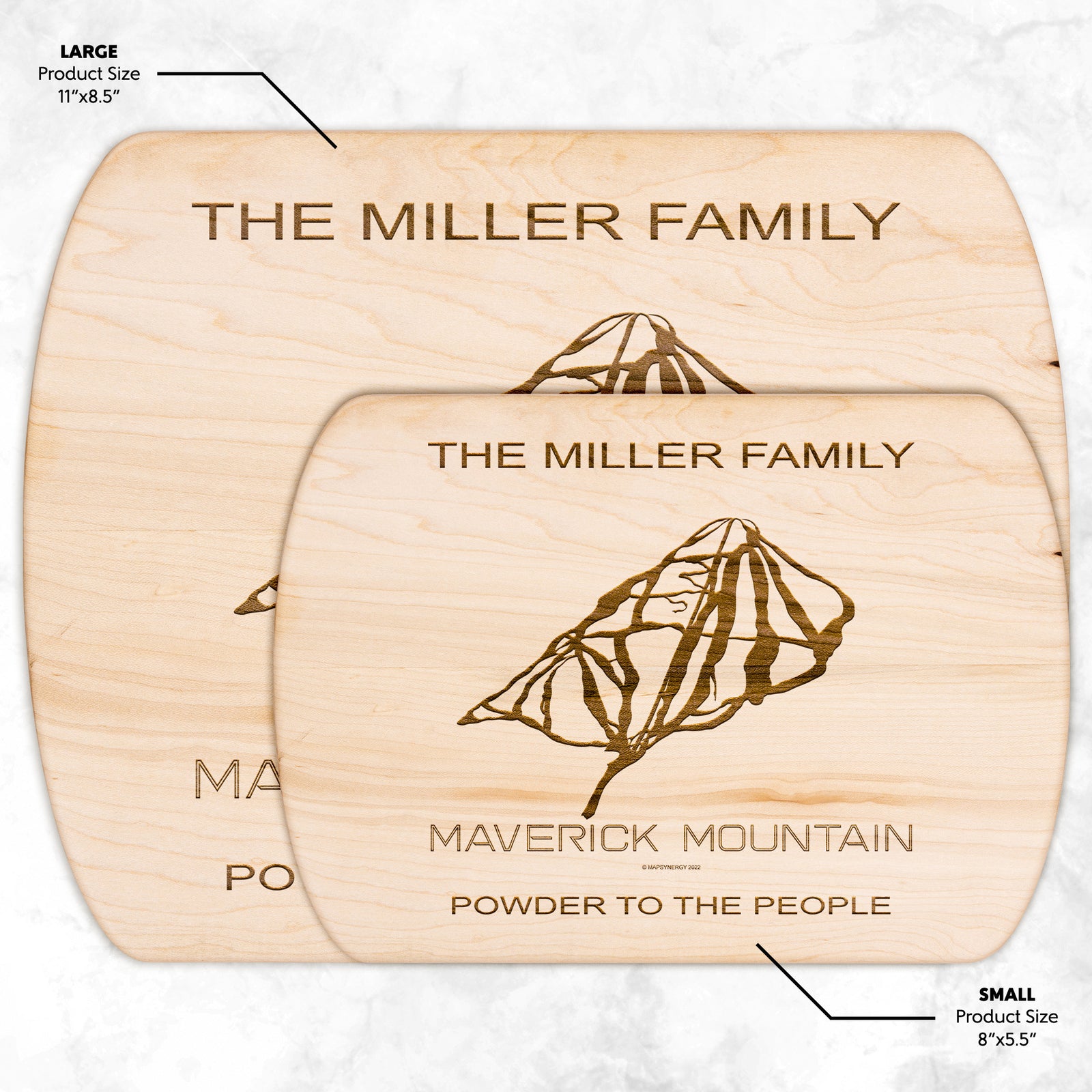 PERSONALIZED Maverick Mountain , Montana SKI TRAIL MAP CUTTING BOARD
