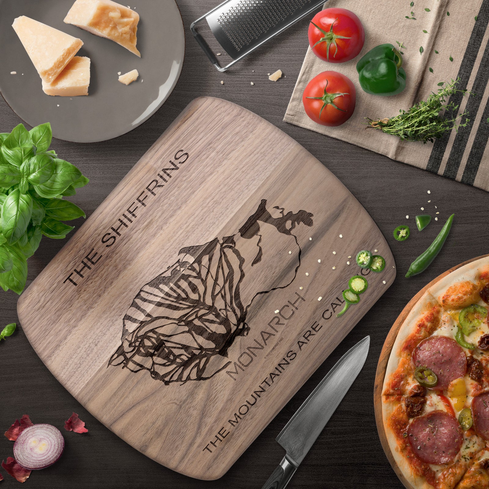 PERSONALIZED Monarch ,Colorado SKI TRAIL MAP CUTTING BOARD