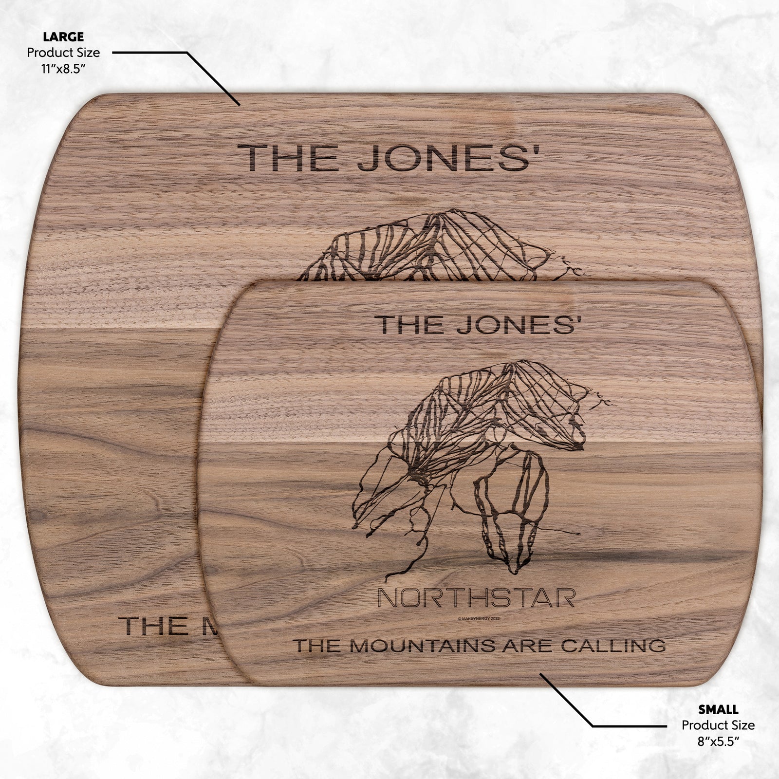 PERSONALIZED NORTHSTAR, CALIFORNIA SKI TRAIL MAP CUTTING BOARD
