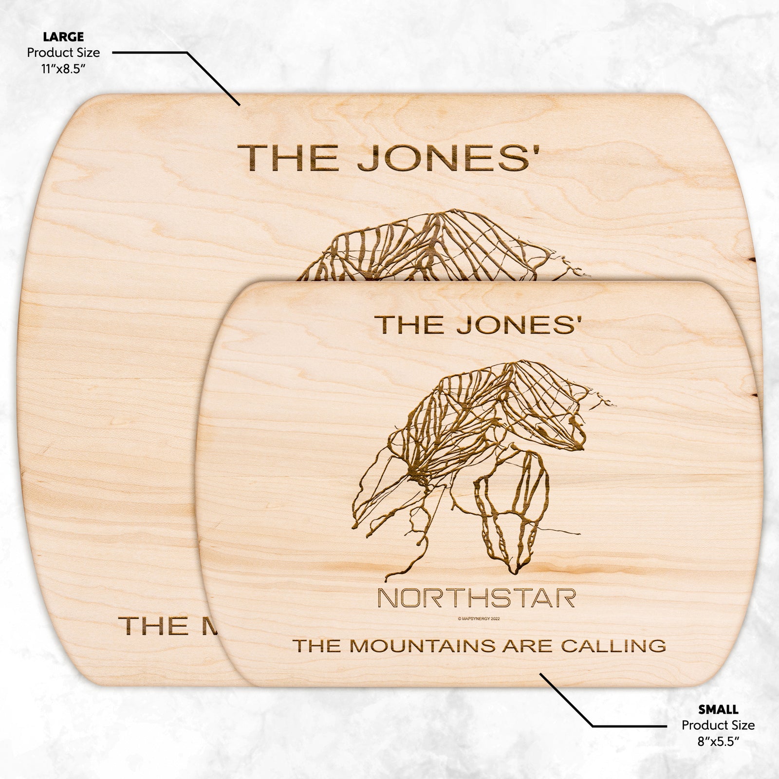 PERSONALIZED NORTHSTAR, CALIFORNIA SKI TRAIL MAP CUTTING BOARD