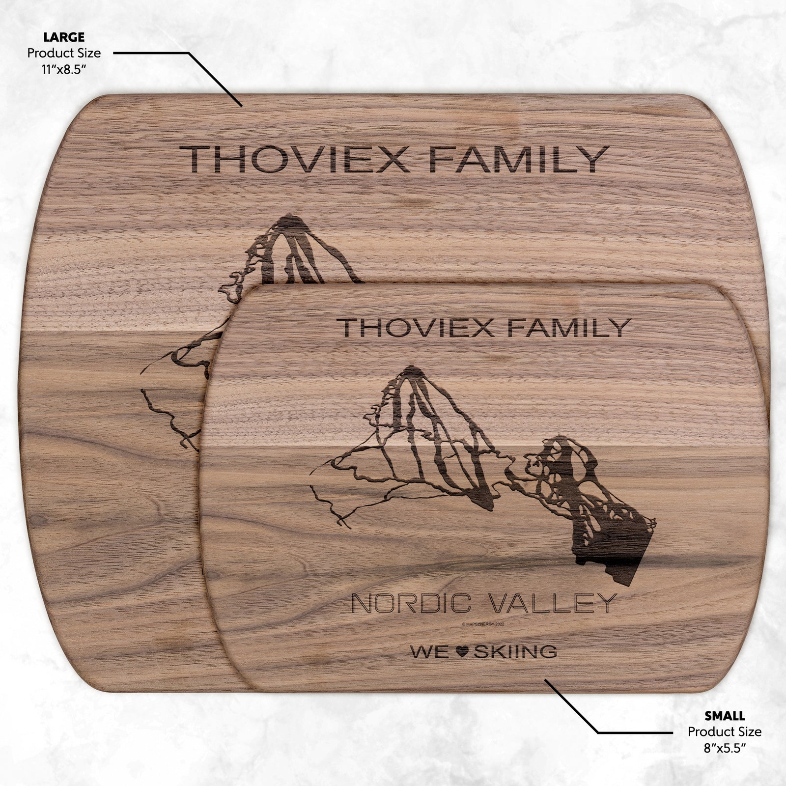 PERSONALIZED Nordic Valley, Utah SKI TRAIL MAP CUTTING BOARD