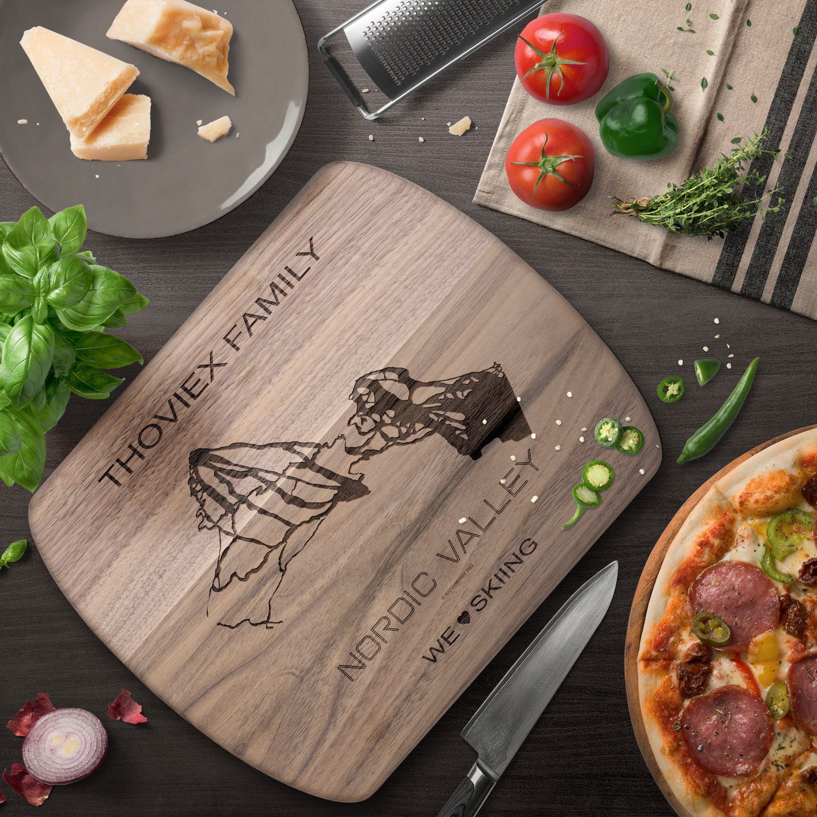 PERSONALIZED Nordic Valley, Utah SKI TRAIL MAP CUTTING BOARD