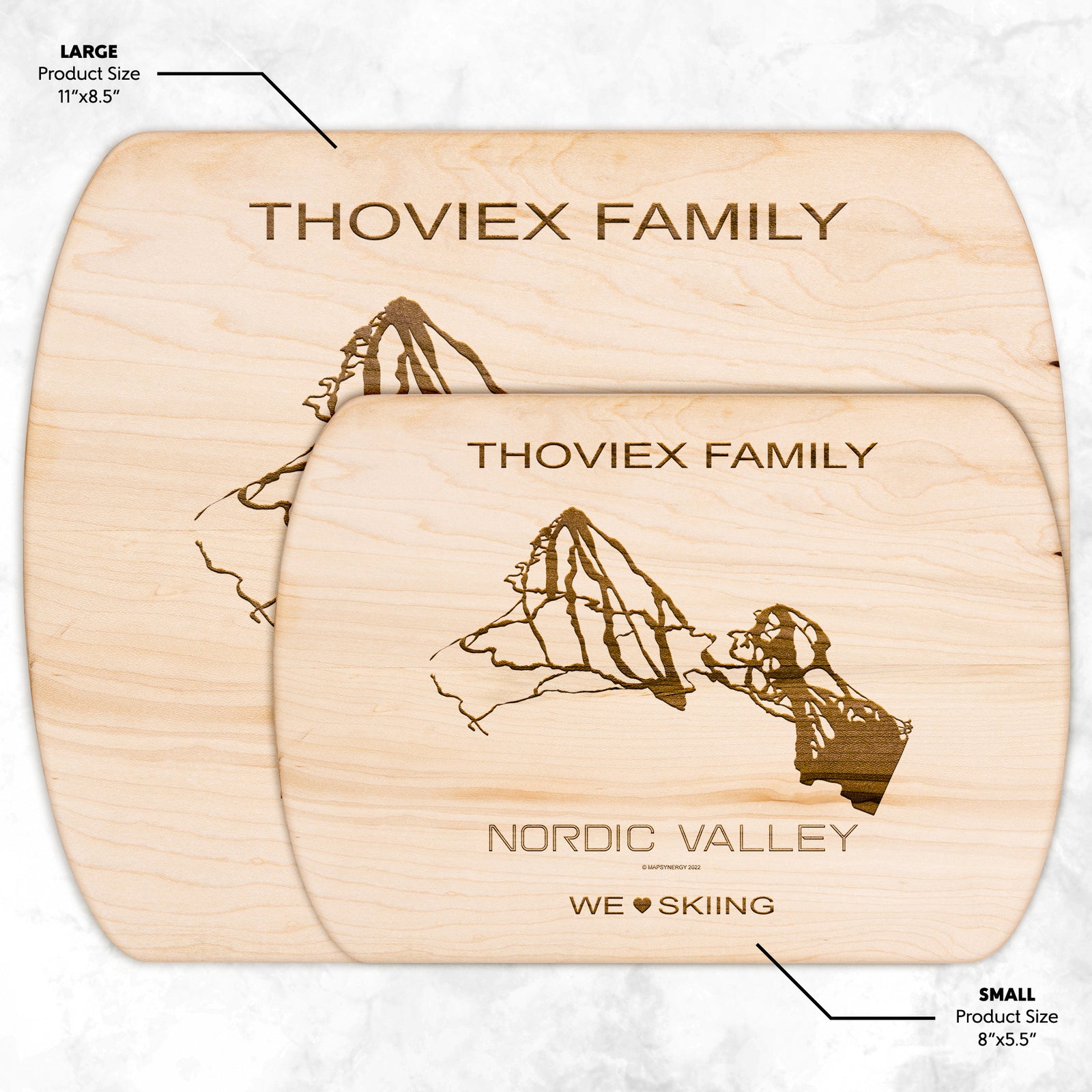 PERSONALIZED Nordic Valley, Utah SKI TRAIL MAP CUTTING BOARD