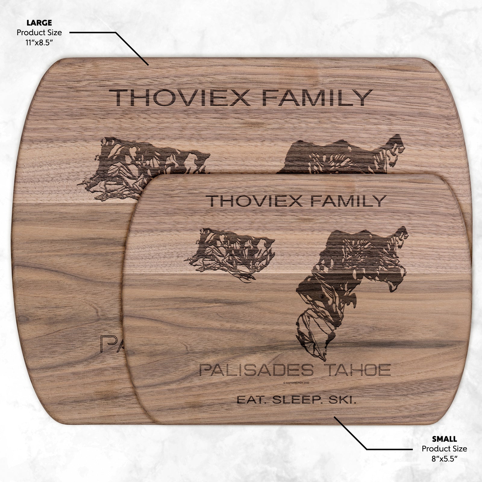 PERSONALIZED PALISADES TAHOE , CALIFORNIA SKI TRAIL MAP CUTTING BOARD