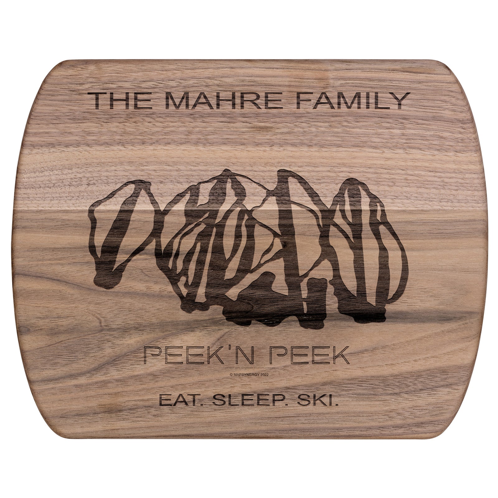 PERSONALIZED PEEK`N PEEK, NEW YORK SKI TRAIL MAP CUTTING BOARD