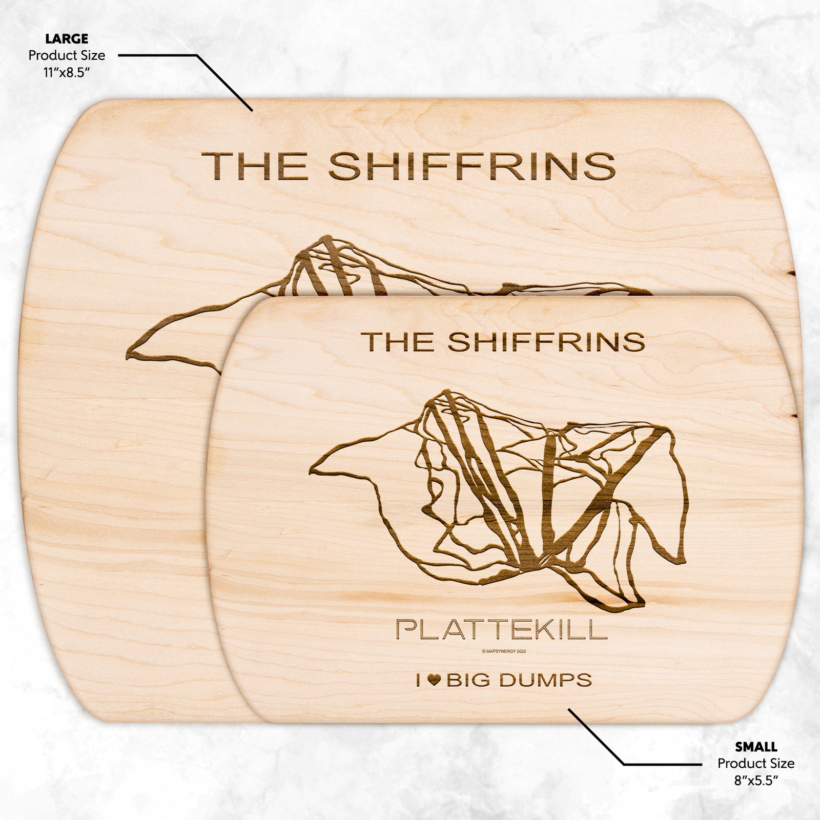PERSONALIZED PLATTEKILL, NEW YORK SKI TRAIL MAP CUTTING BOARD