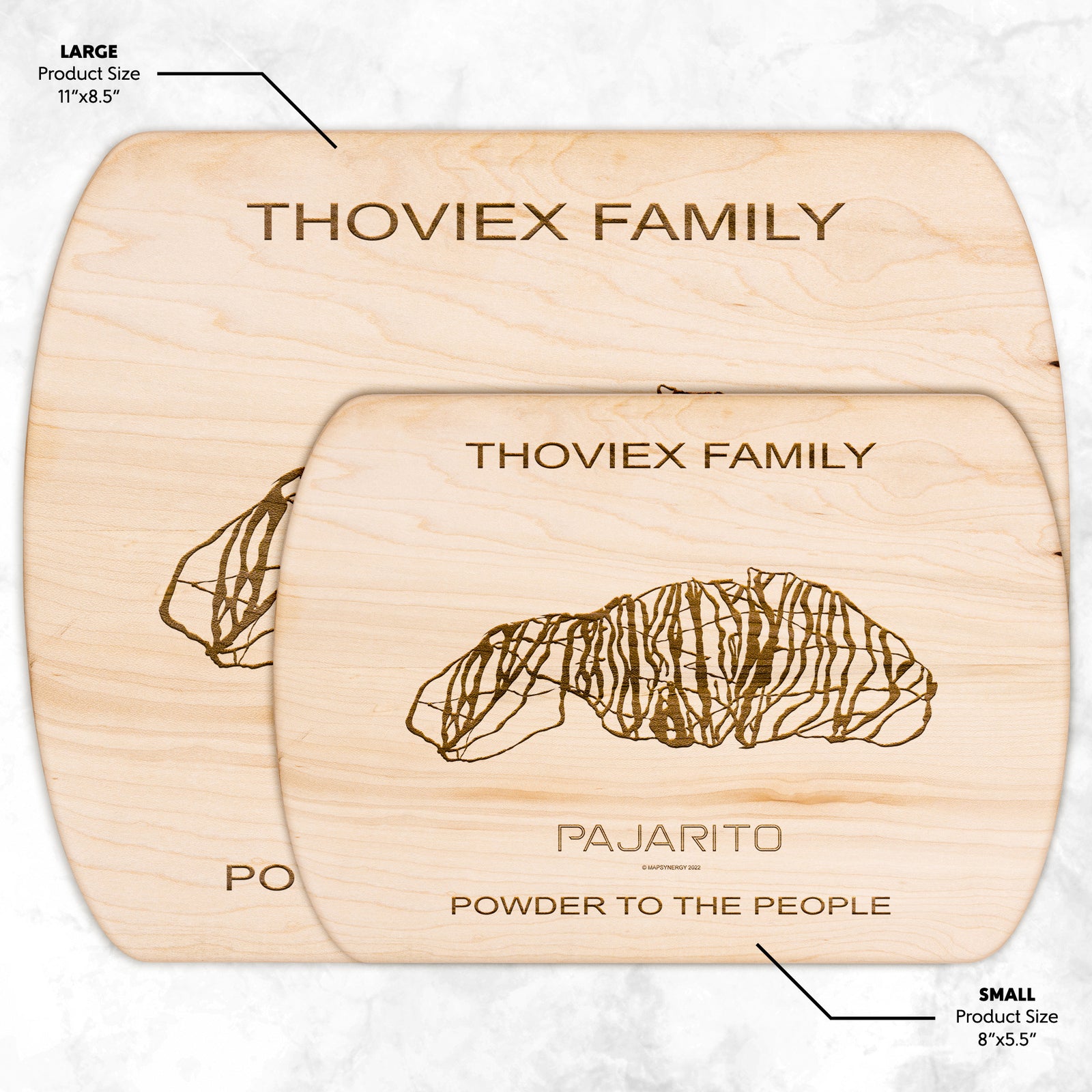 PERSONALIZED Pajarito , New Mexico SKI TRAIL MAP CUTTING BOARD