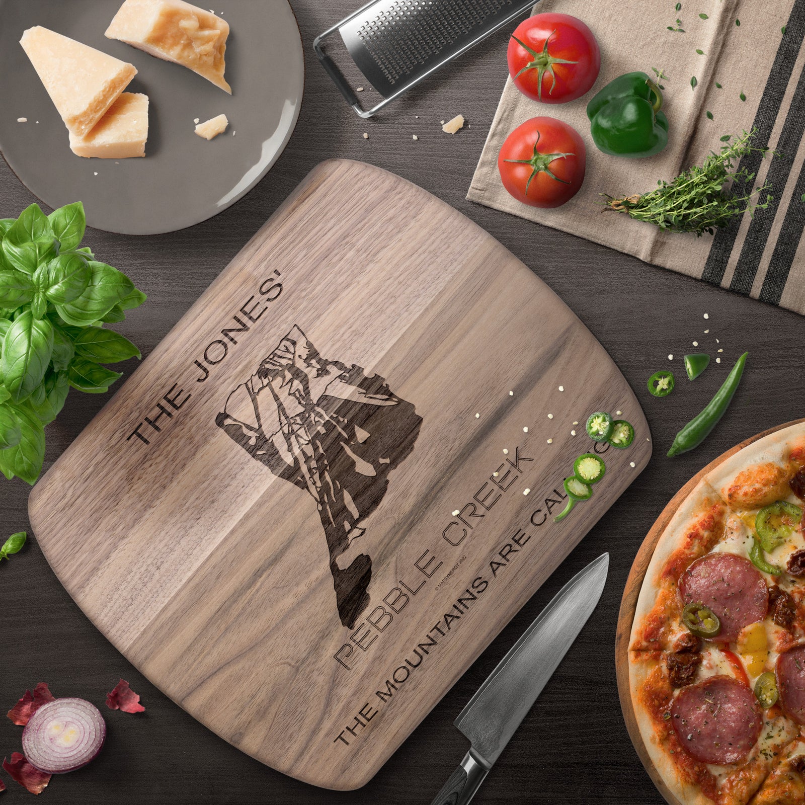 PERSONALIZED Pebble Creek, Idaho SKI TRAIL MAP CUTTING BOARD