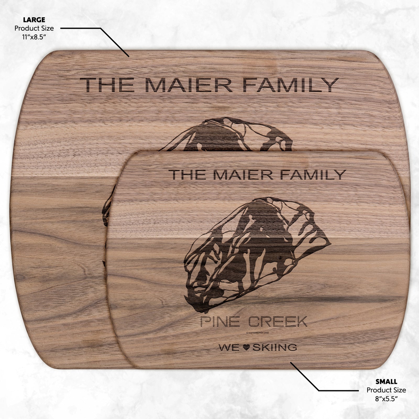 PERSONALIZED Pine Creek , Wyoming SKI TRAIL MAP CUTTING BOARD