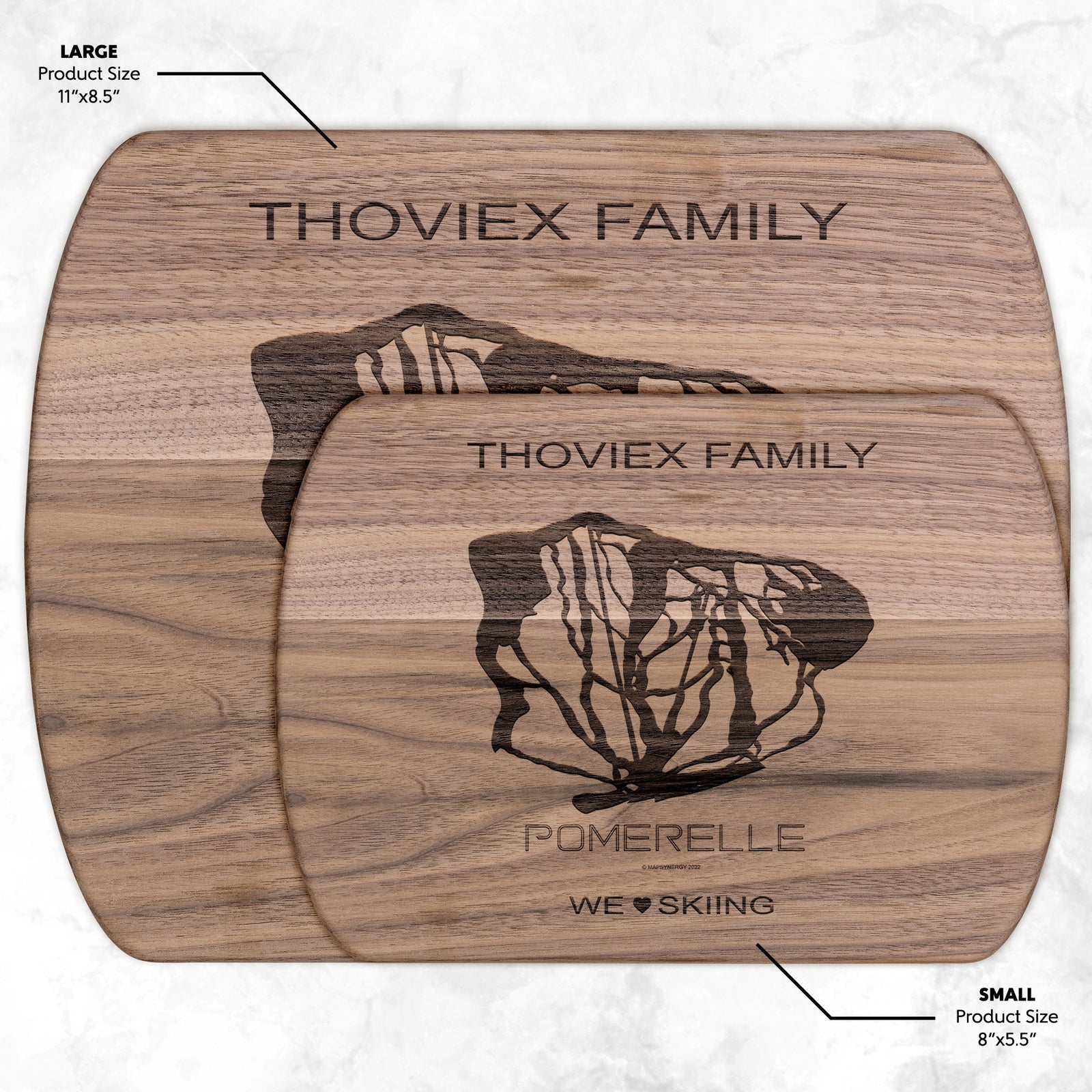 PERSONALIZED Pomerelle, Idaho SKI TRAIL MAP CUTTING BOARD