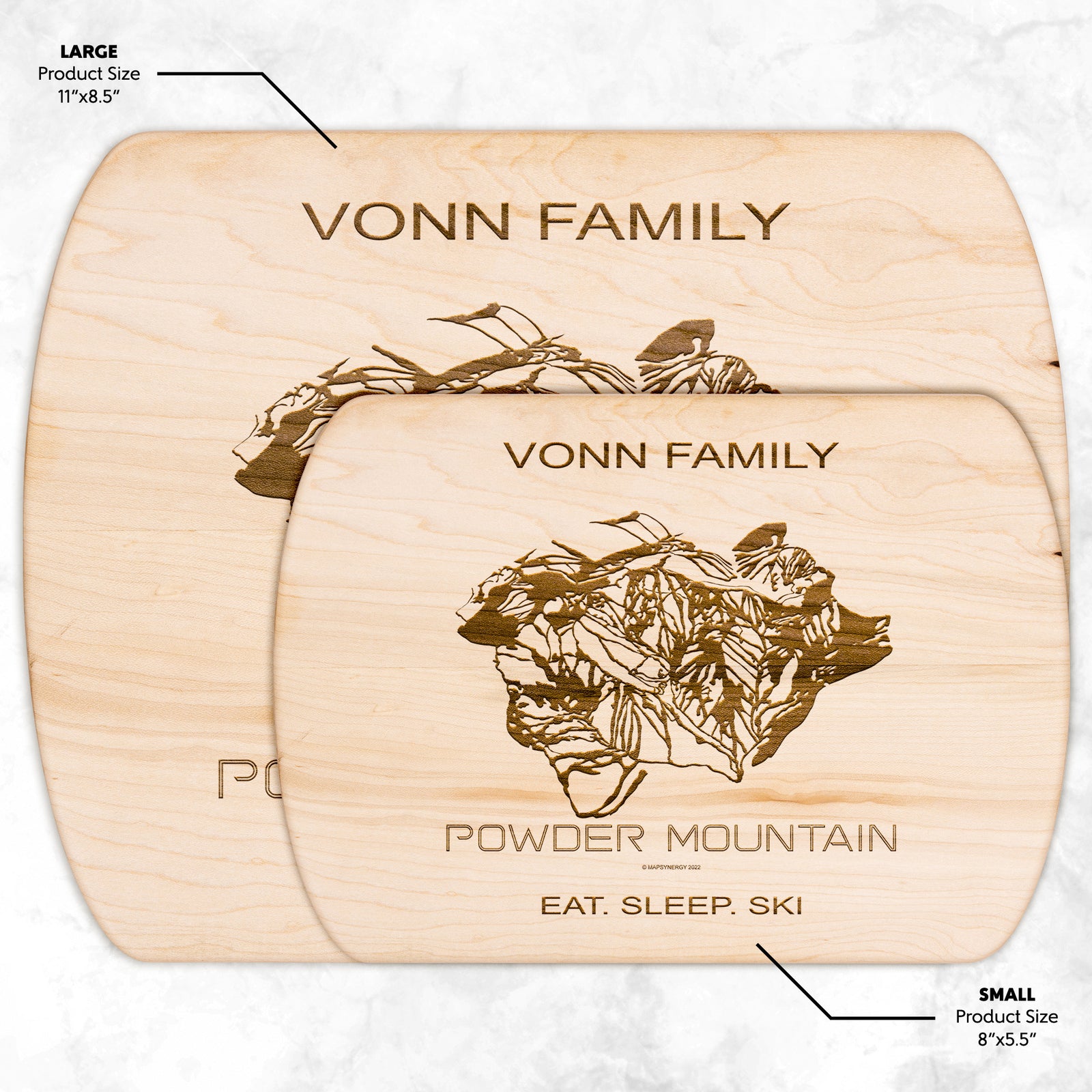 PERSONALIZED Powder Mountain ,Utah SKI TRAIL MAP CUTTING BOARD