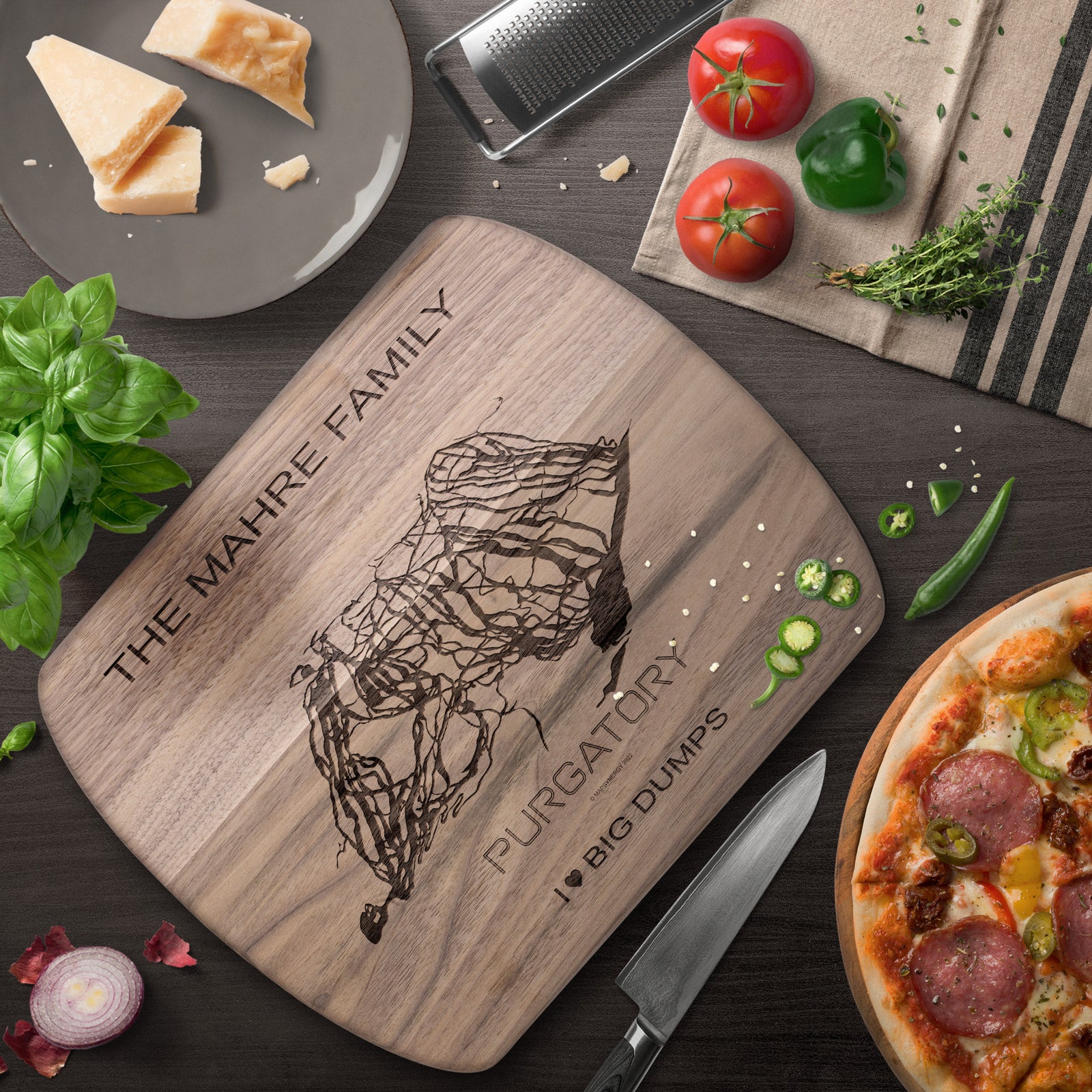 PERSONALIZED Purgatory ,Colorado SKI TRAIL MAP CUTTING BOARD