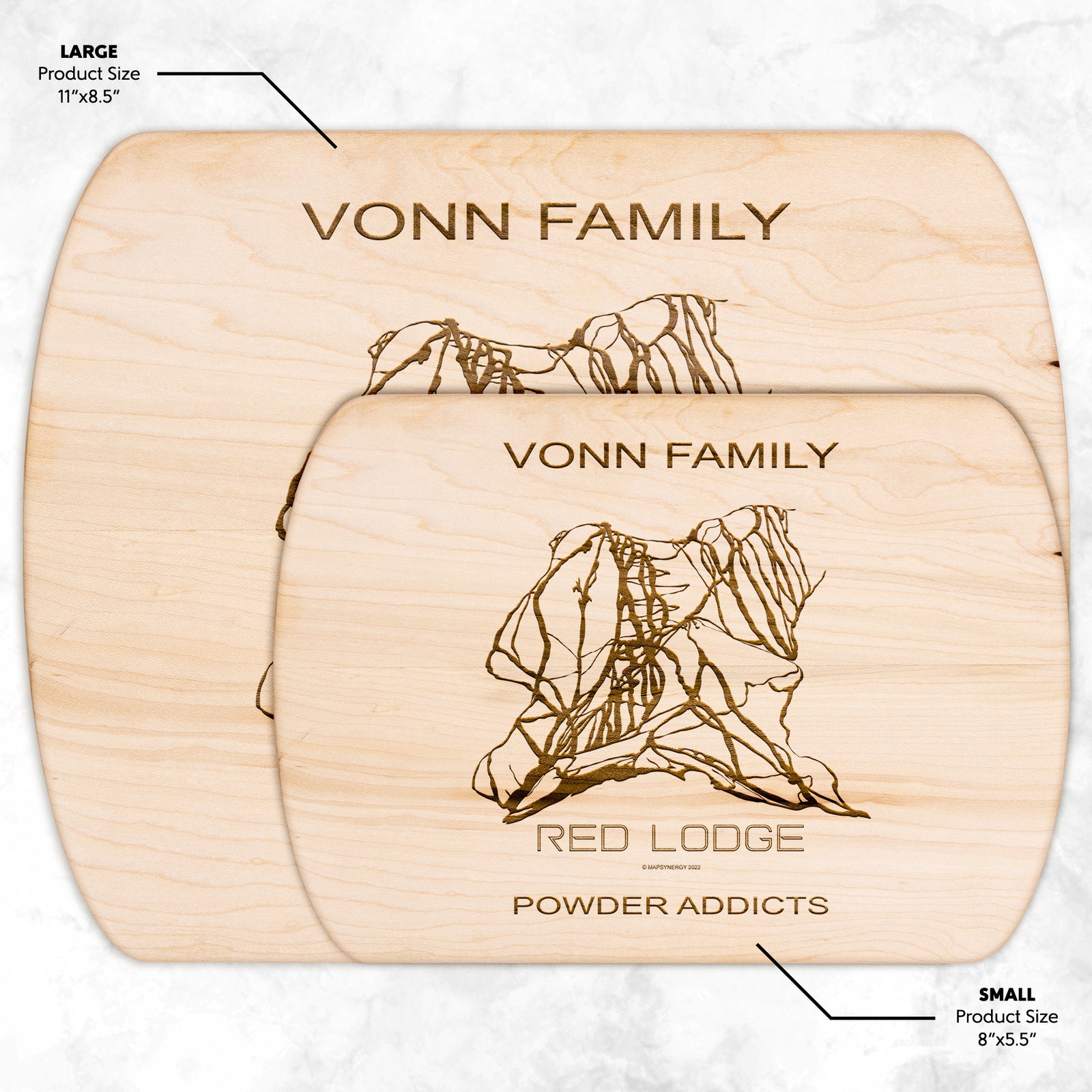 PERSONALIZED Red Lodge , Montana SKI TRAIL MAP CUTTING BOARD