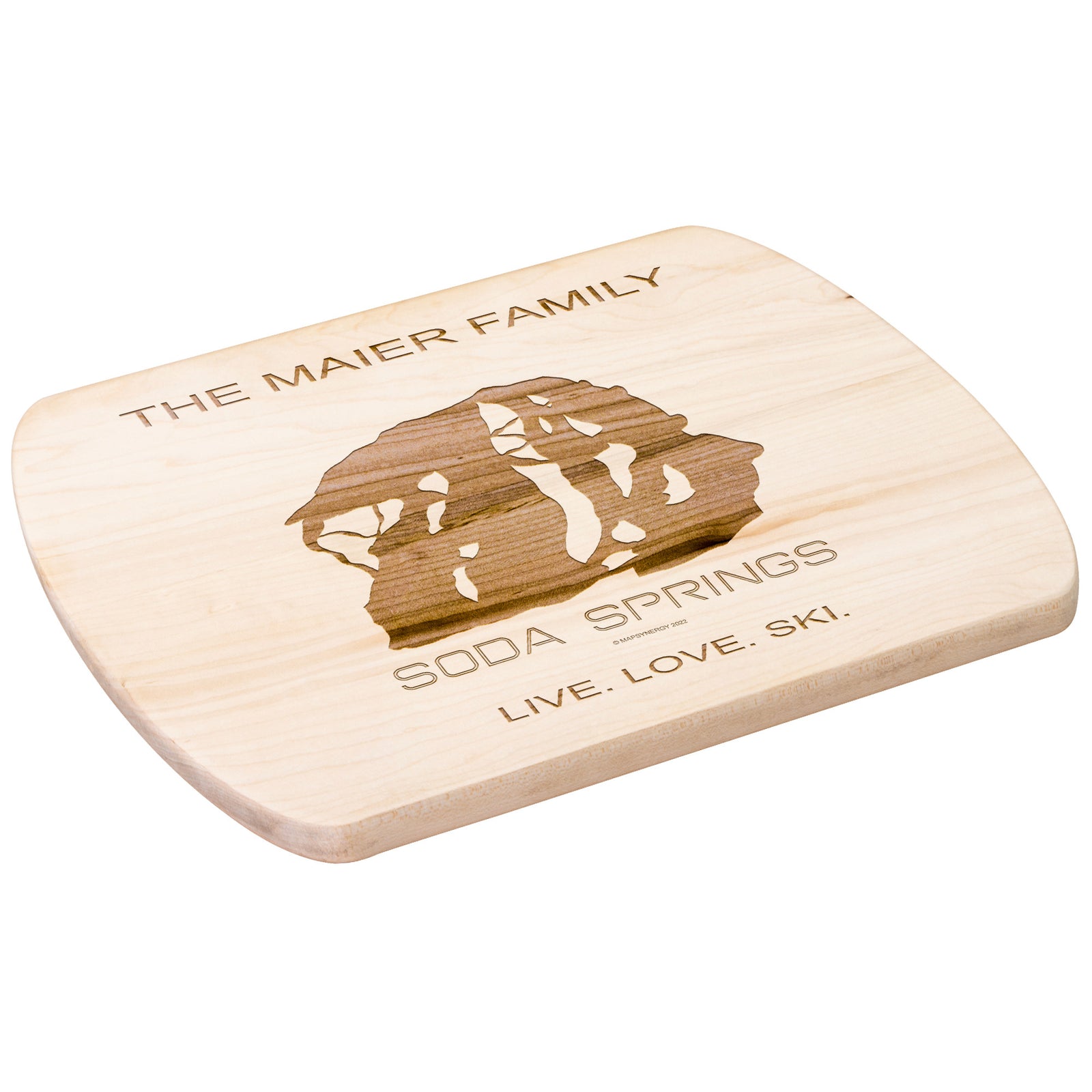 PERSONALIZED SODA SPRINGS, CALIFORNIA SKI TRAIL MAP CUTTING BOARD