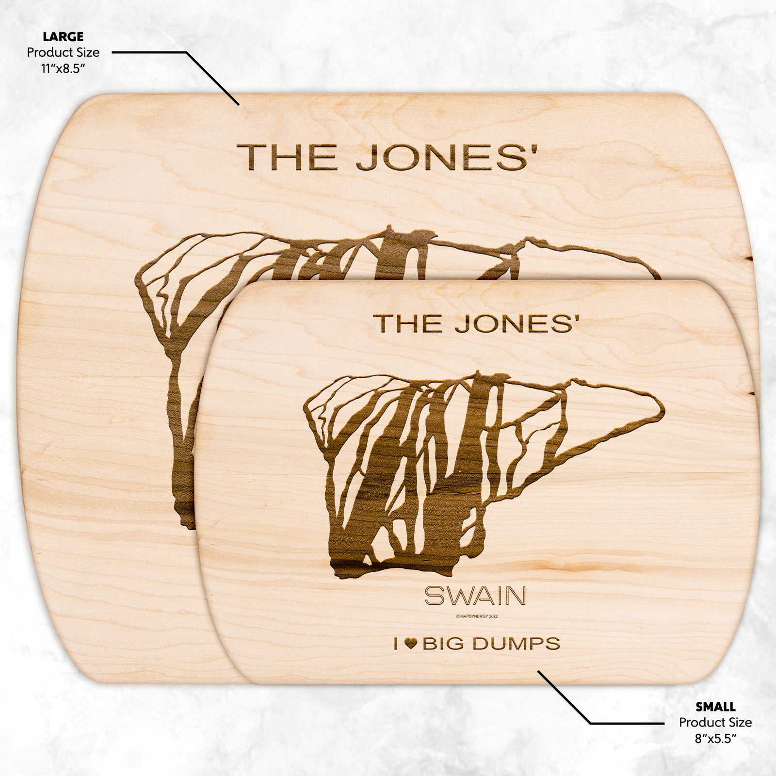 PERSONALIZED SWAIN, NEW YORK SKI TRAIL MAP CUTTING BOARD