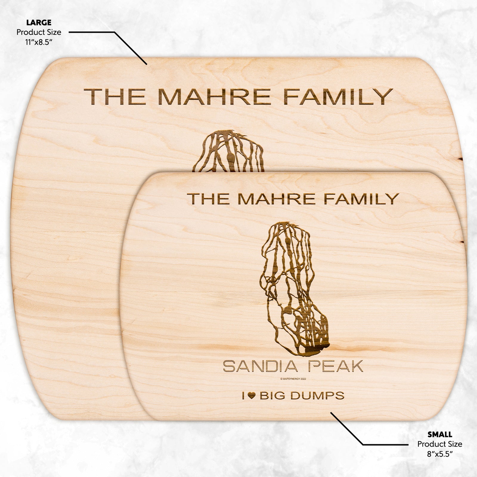 PERSONALIZED Sandia Peak , New Mexico SKI TRAIL MAP CUTTING BOARD