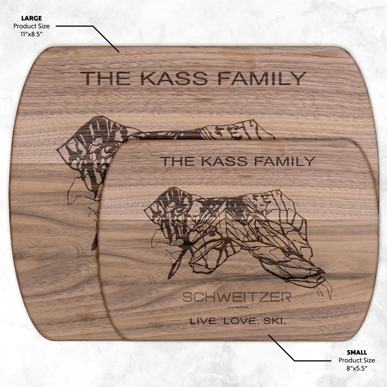 PERSONALIZED Schweitzer, Idaho SKI TRAIL MAP CUTTING BOARD