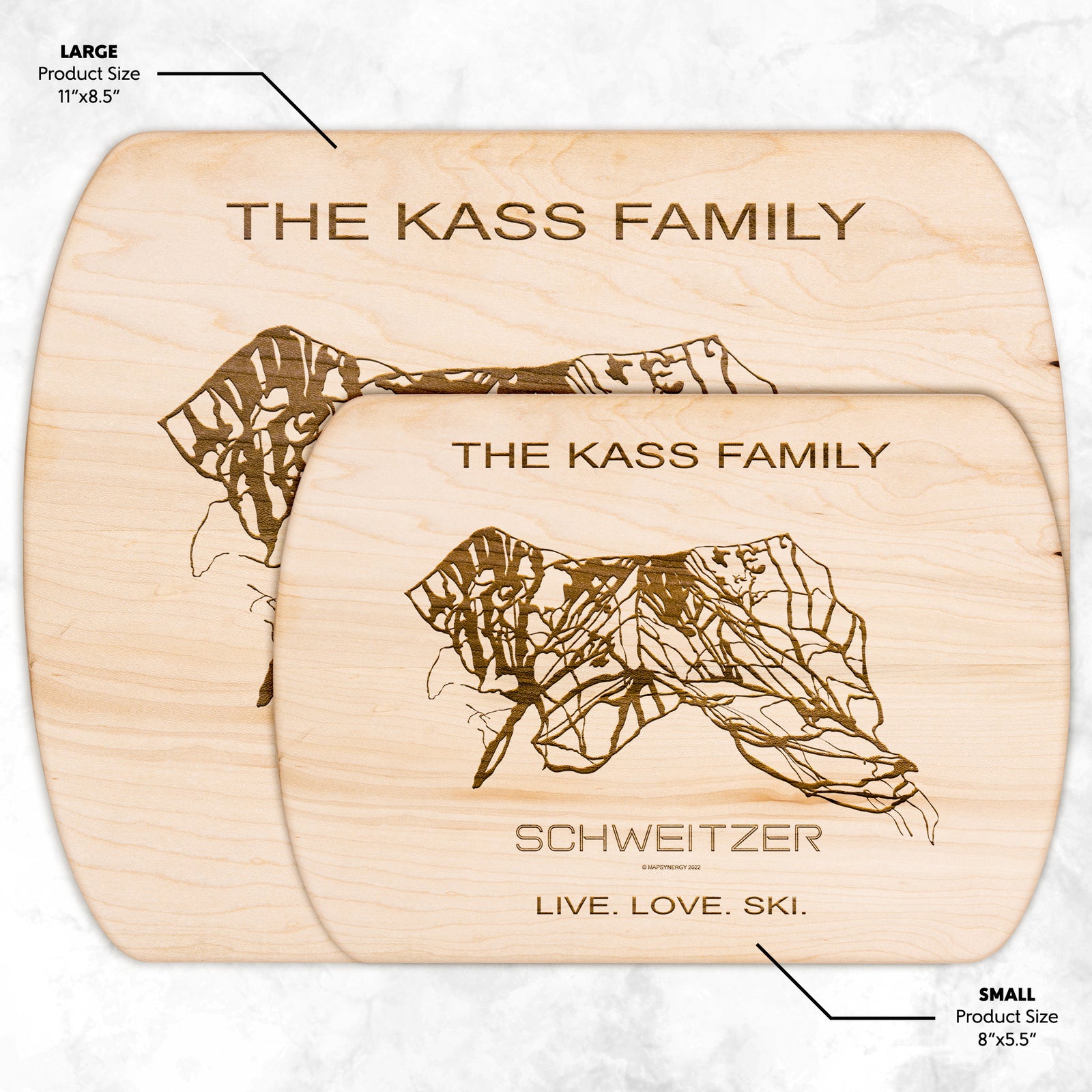 PERSONALIZED Schweitzer, Idaho SKI TRAIL MAP CUTTING BOARD