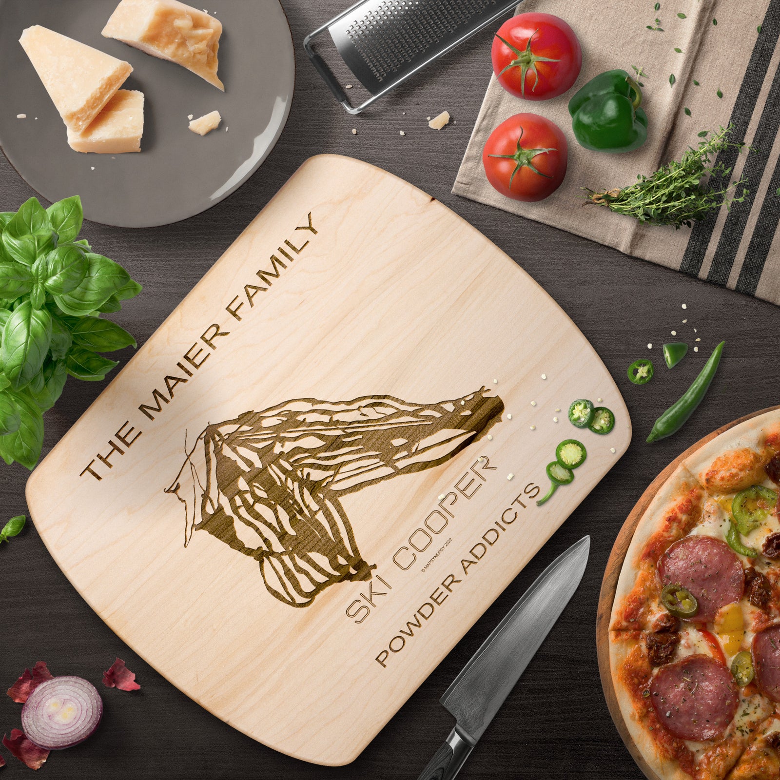 PERSONALIZED Ski Cooper ,Colorado SKI TRAIL MAP CUTTING BOARD