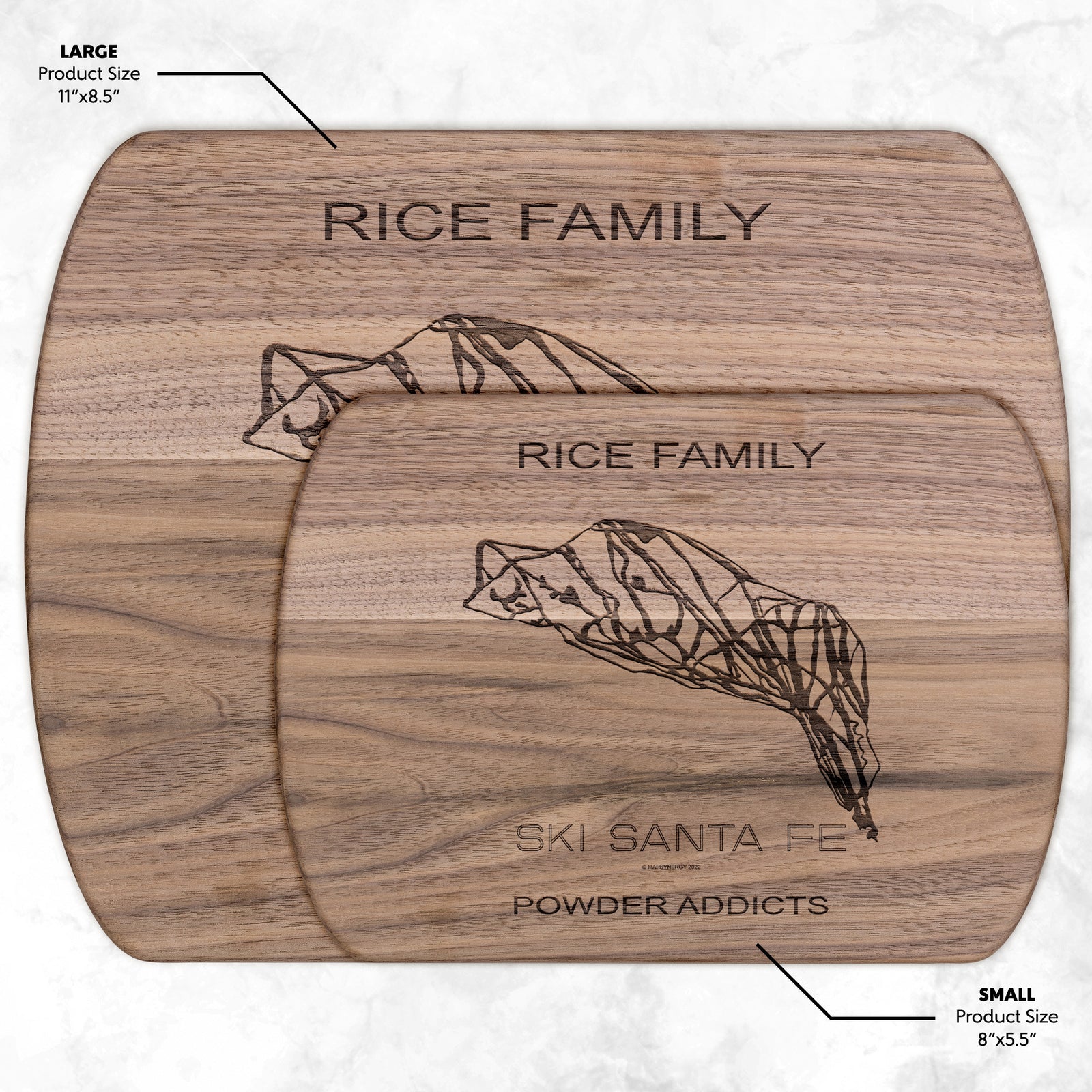 PERSONALIZED Ski Santa Fe , New Mexico SKI TRAIL MAP CUTTING BOARD