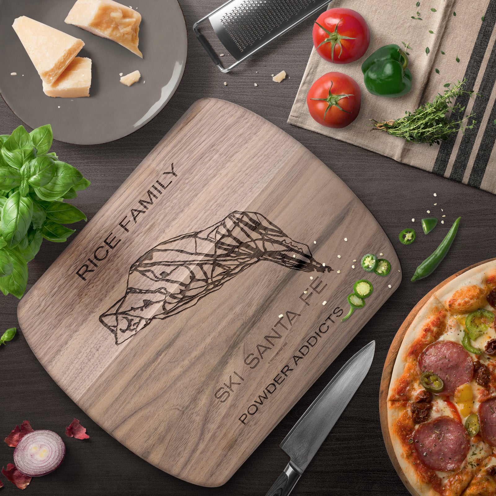 PERSONALIZED Ski Santa Fe , New Mexico SKI TRAIL MAP CUTTING BOARD