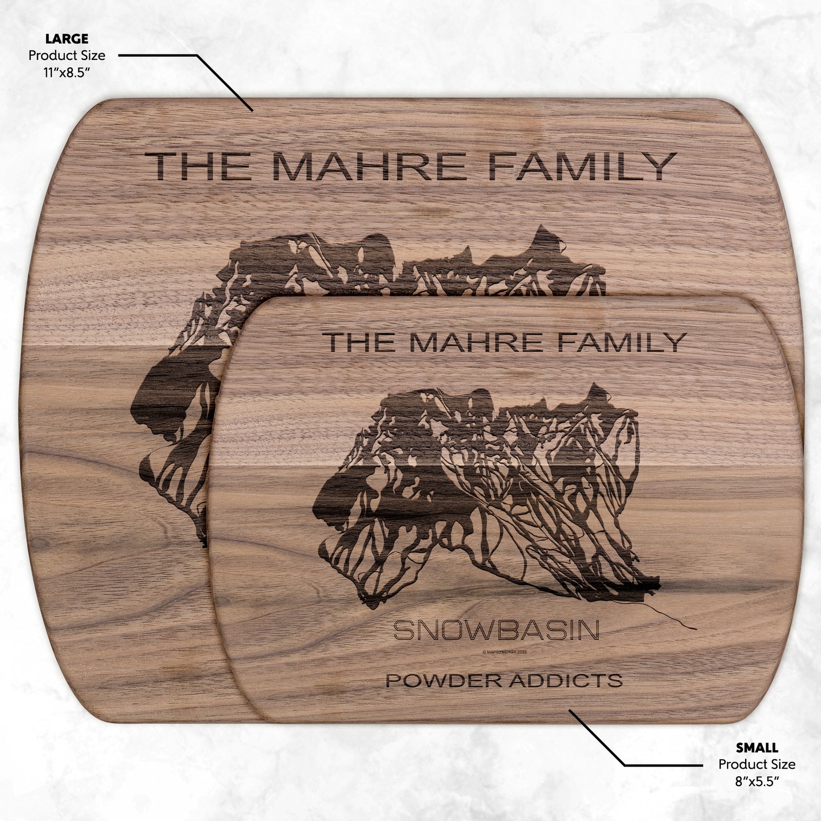 PERSONALIZED Snowbasin ,Utah SKI TRAIL MAP CUTTING BOARD