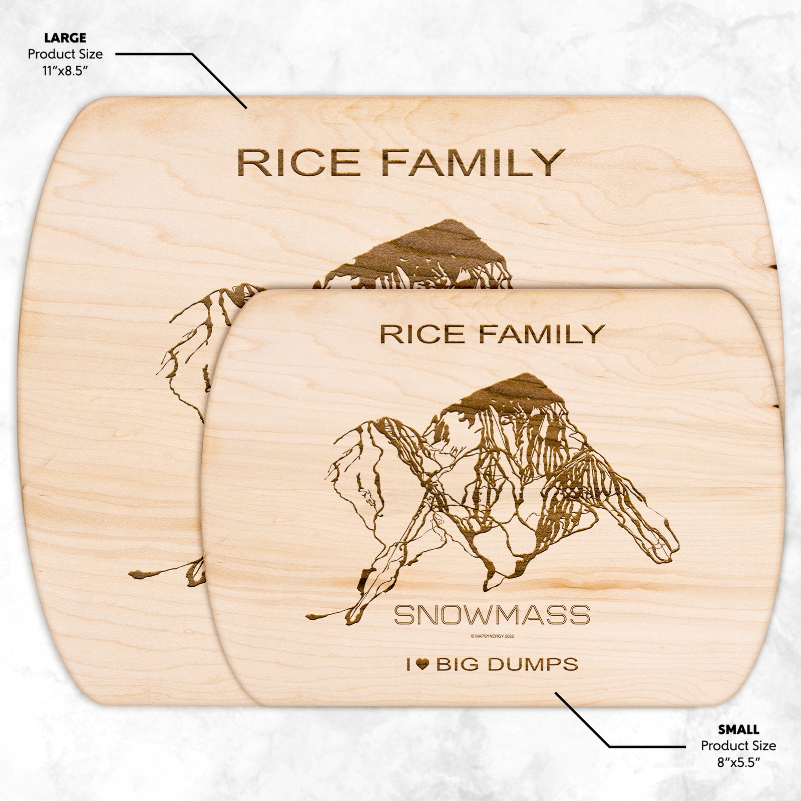 PERSONALIZED Snowmass ,Colorado SKI TRAIL MAP CUTTING BOARD