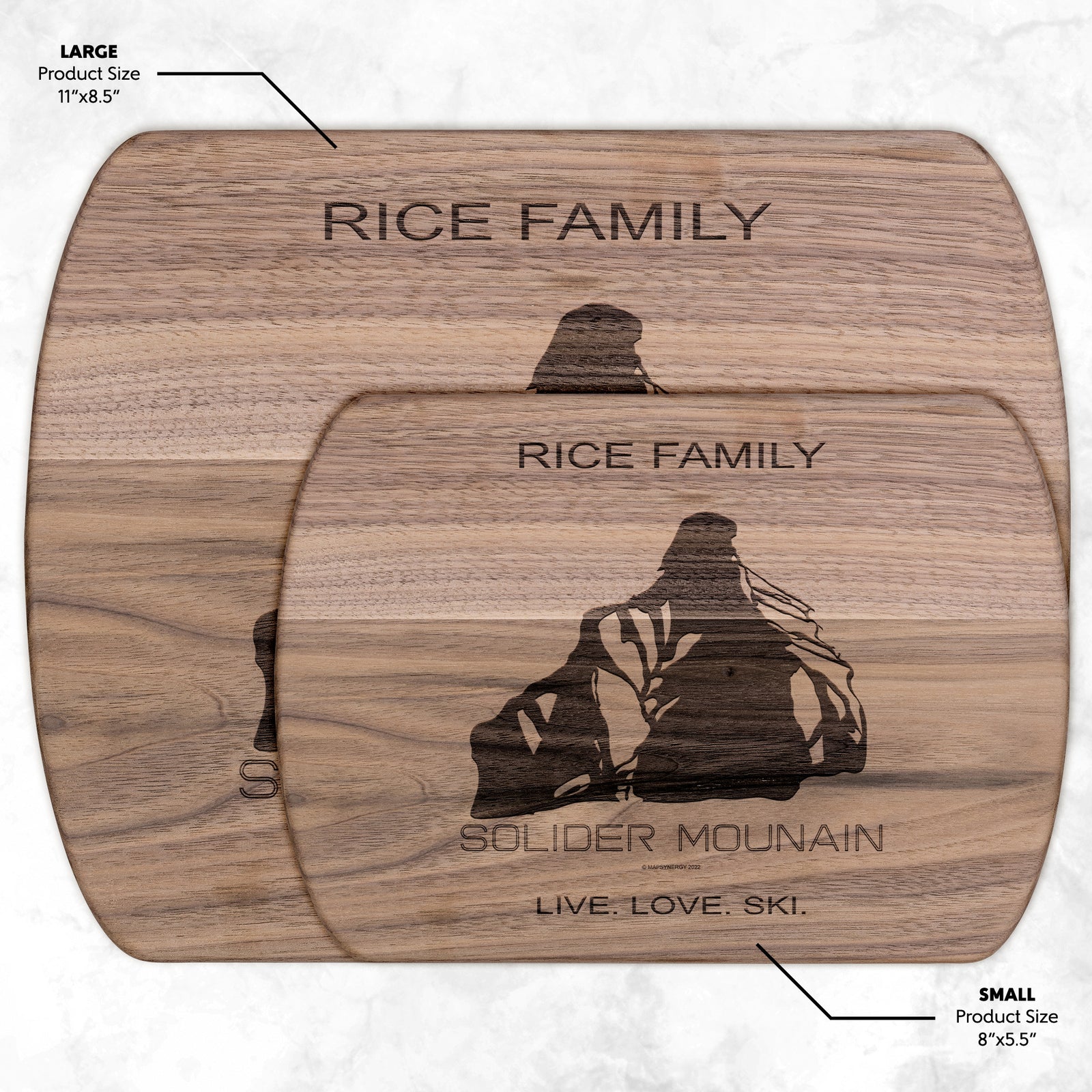 PERSONALIZED Soldier Mountain, Idaho SKI TRAIL MAP CUTTING BOARD