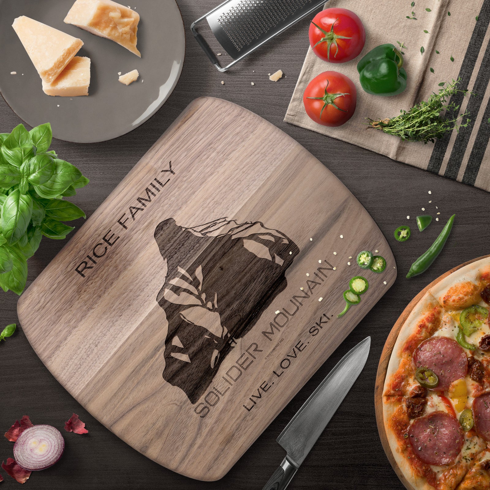 PERSONALIZED Soldier Mountain, Idaho SKI TRAIL MAP CUTTING BOARD