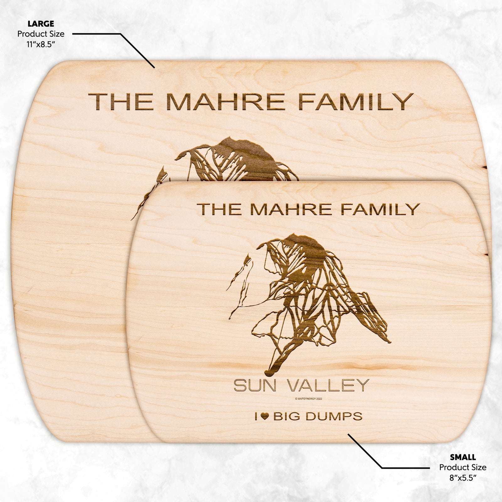 PERSONALIZED Sun Valley, Idaho SKI TRAIL MAP CUTTING BOARD
