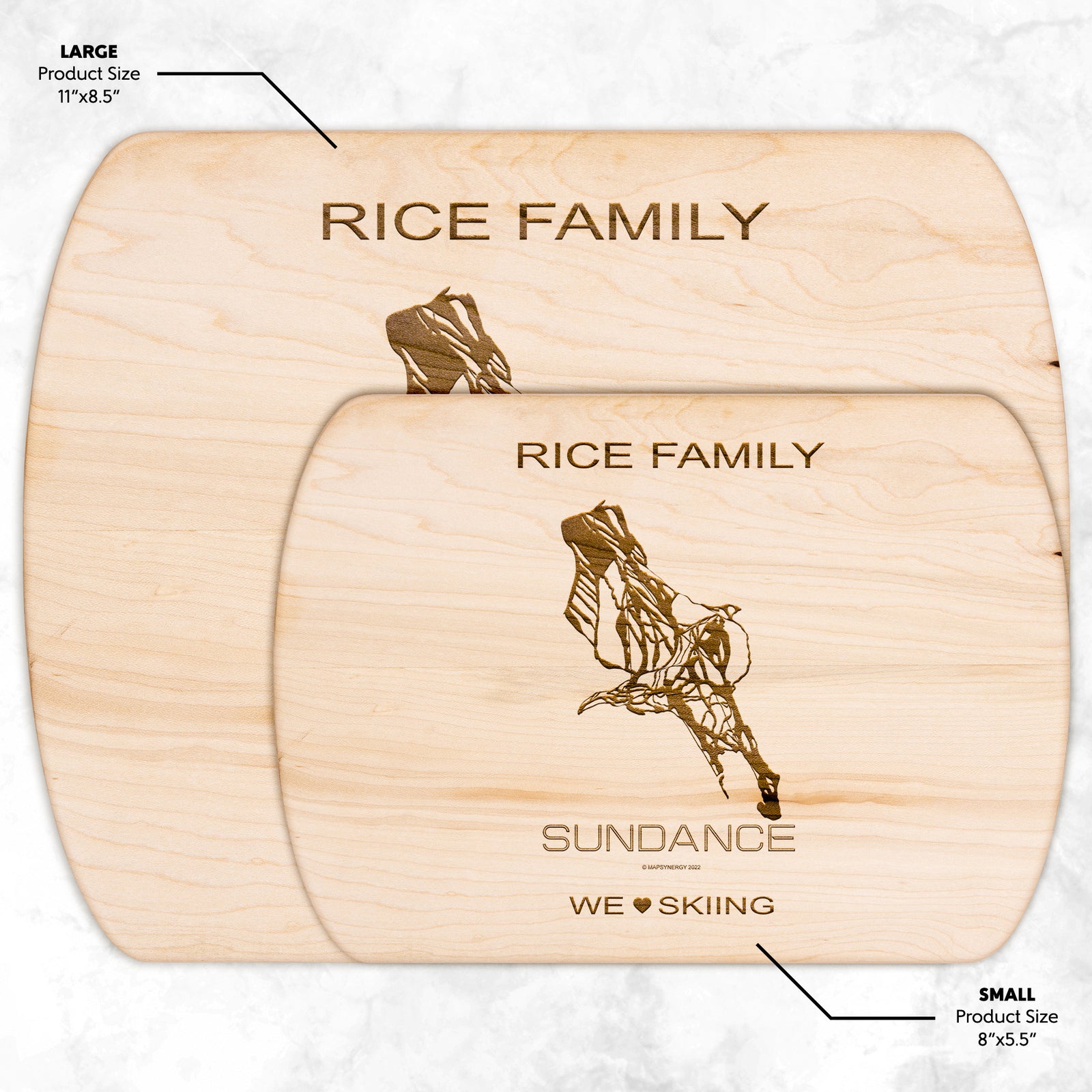 PERSONALIZED Sundance ,Utah SKI TRAIL MAP CUTTING BOARD