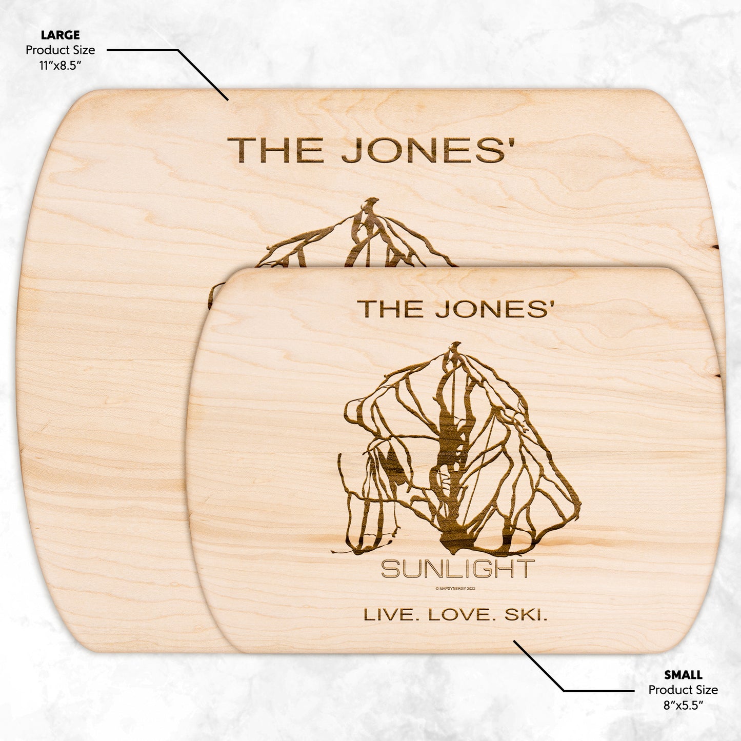 Personalized Sunlight Mountain Resort, Colorado Ski Trail Map cutting board