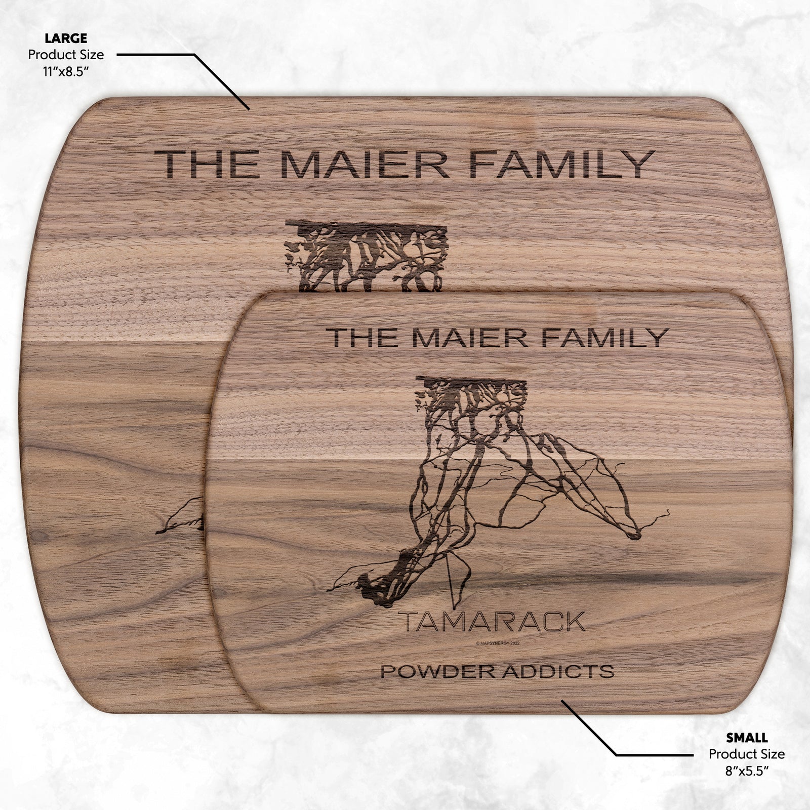 PERSONALIZED Tamarack, Idaho SKI TRAIL MAP CUTTING BOARD