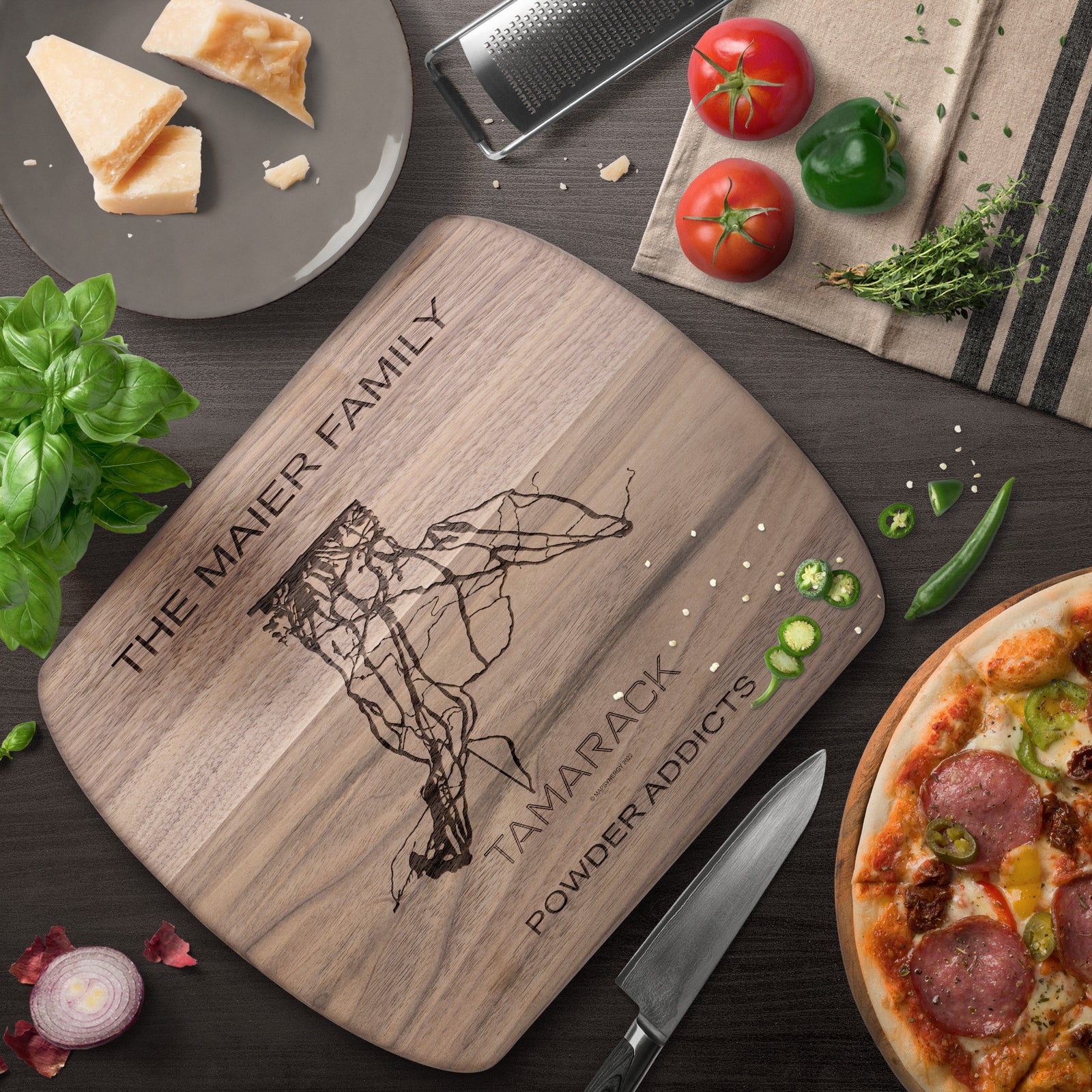 PERSONALIZED Tamarack, Idaho SKI TRAIL MAP CUTTING BOARD