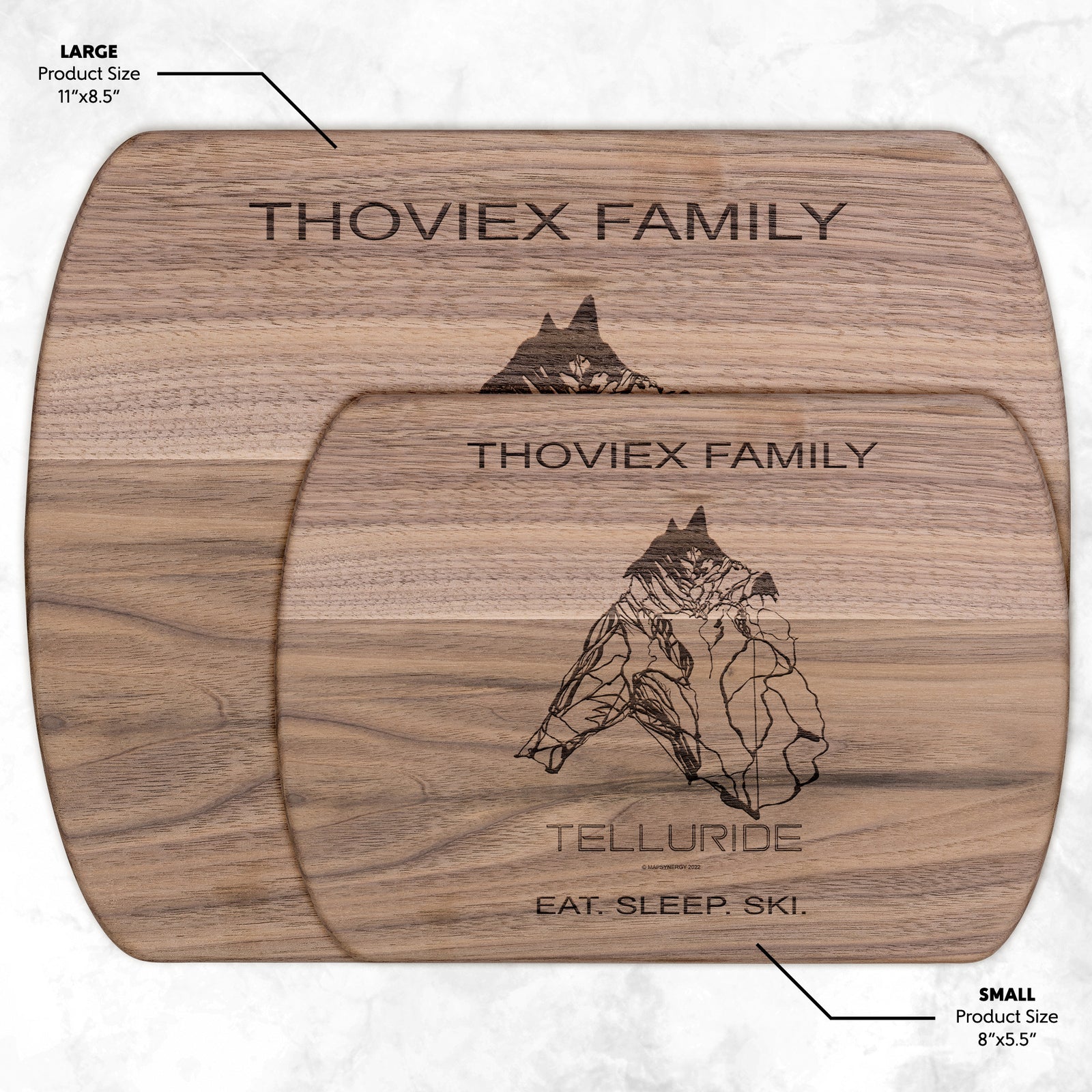 PERSONALIZED Telluride ,Colorado SKI TRAIL MAP CUTTING BOARD