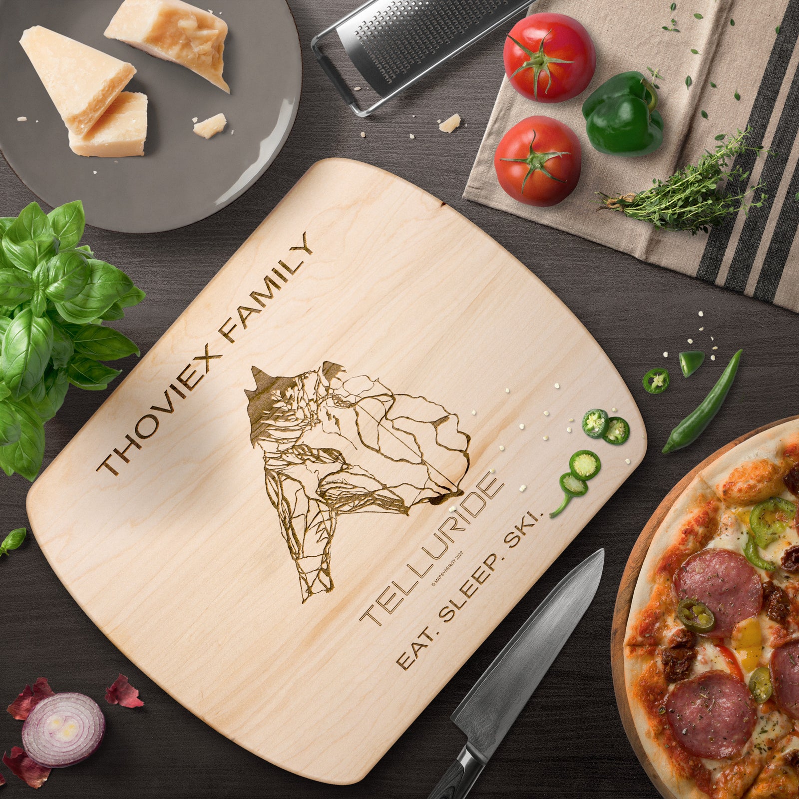 PERSONALIZED Telluride ,Colorado SKI TRAIL MAP CUTTING BOARD