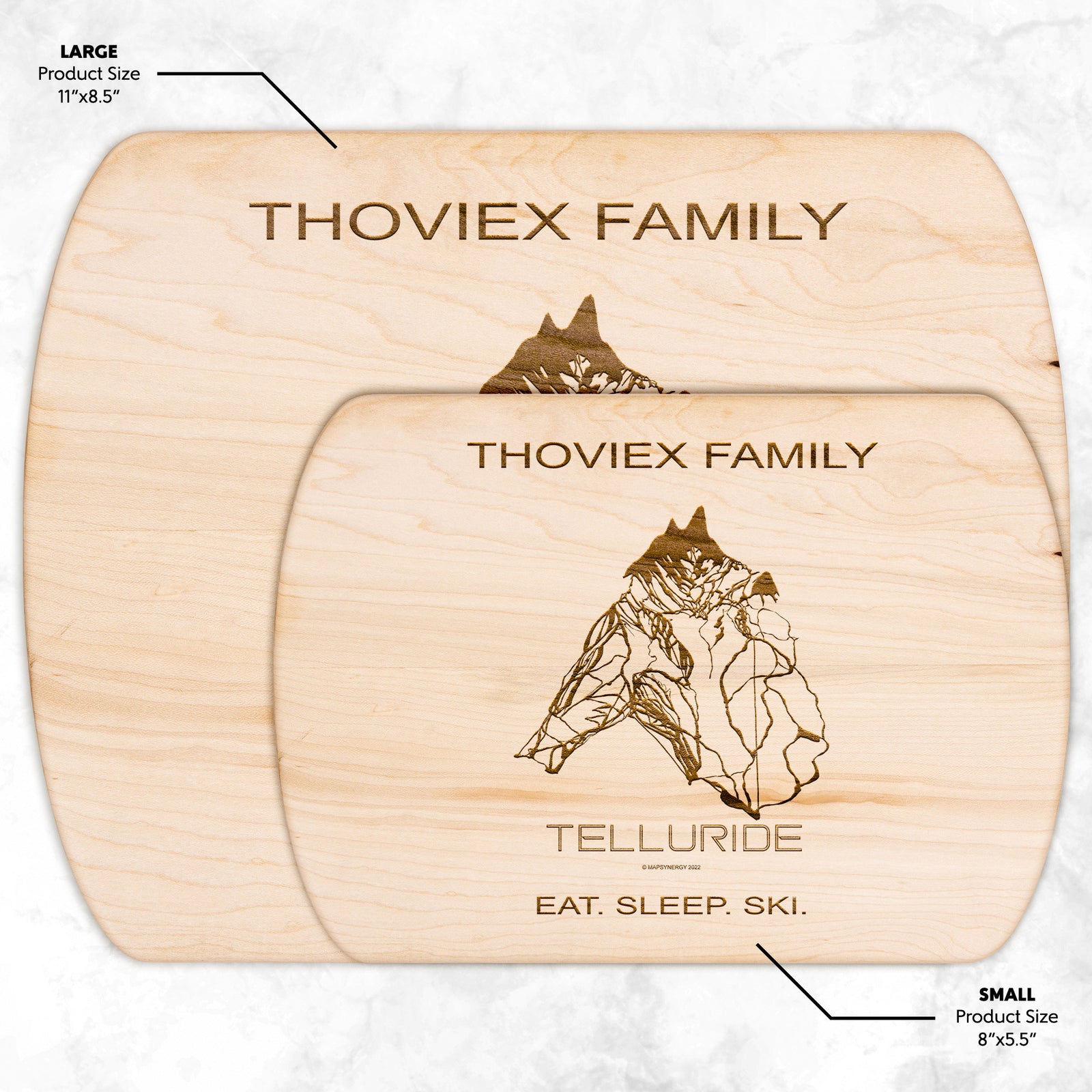 PERSONALIZED Telluride ,Colorado SKI TRAIL MAP CUTTING BOARD