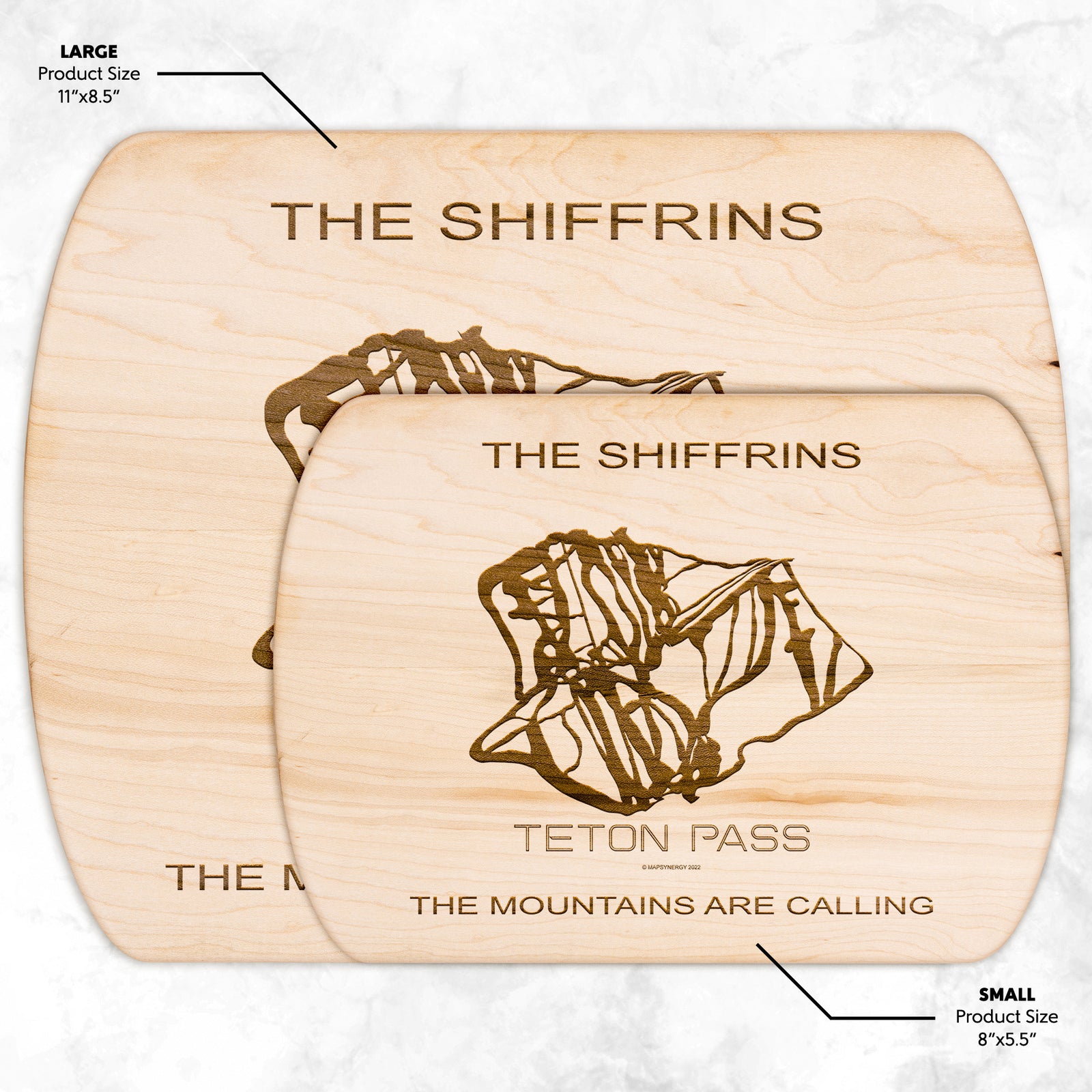 PERSONALIZED Teton Pass , Montana SKI TRAIL MAP CUTTING BOARD