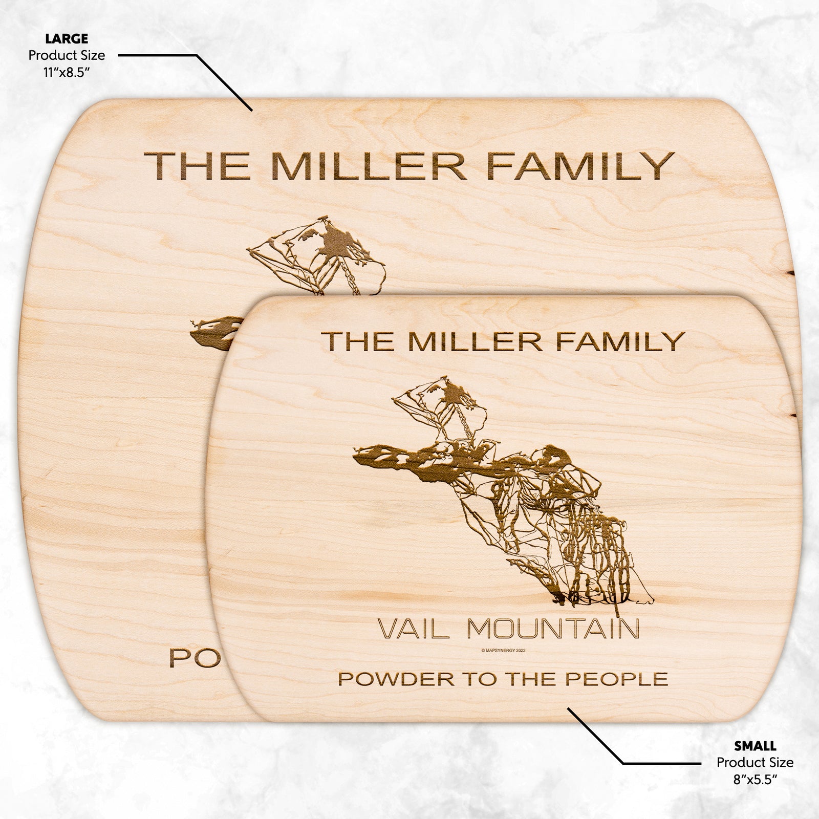 PERSONALIZED Vail Mountain ,Colorado SKI TRAIL MAP CUTTING BOARD